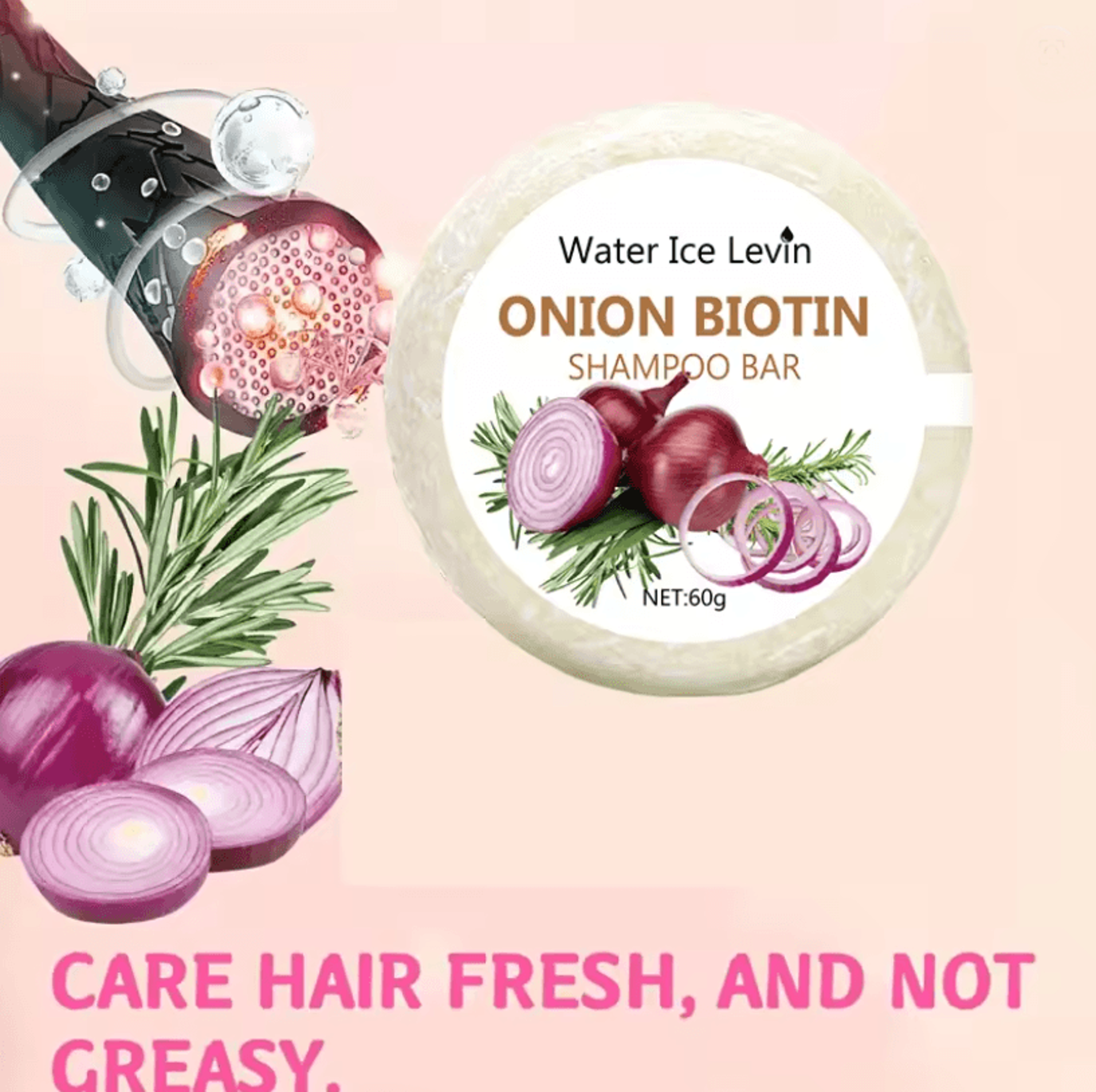 hydraroots onion and biotin shampoo bar with rosemary extract