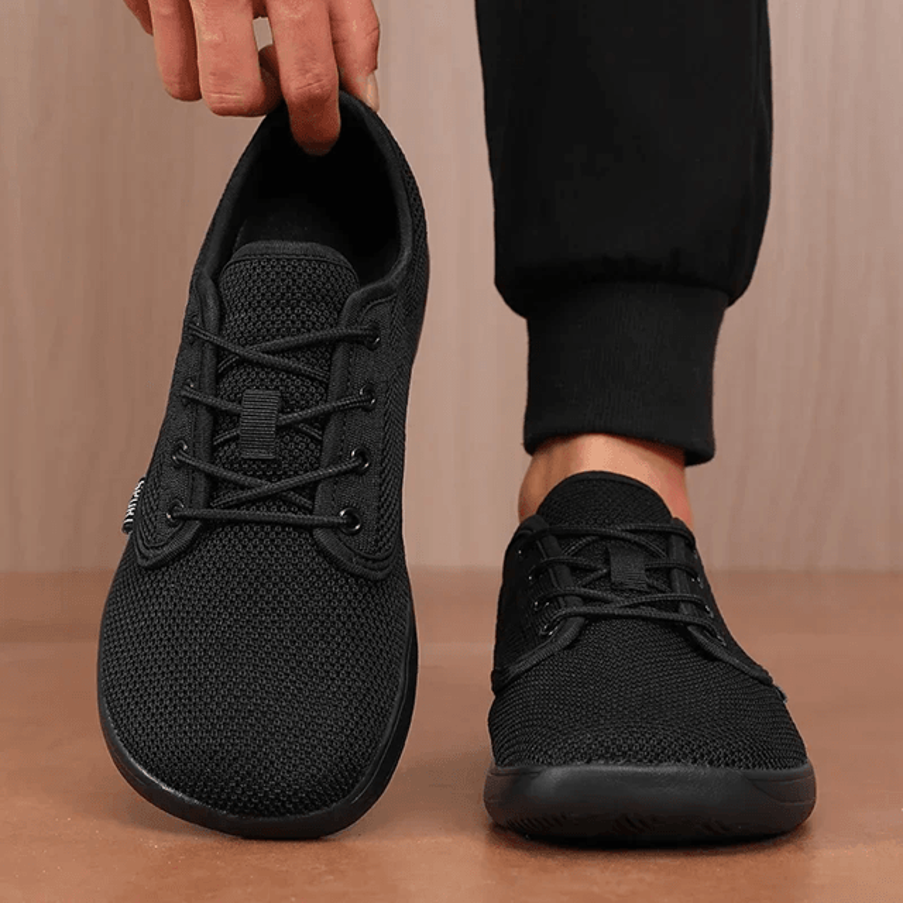 wide toe knitted mesh walking shoes for men