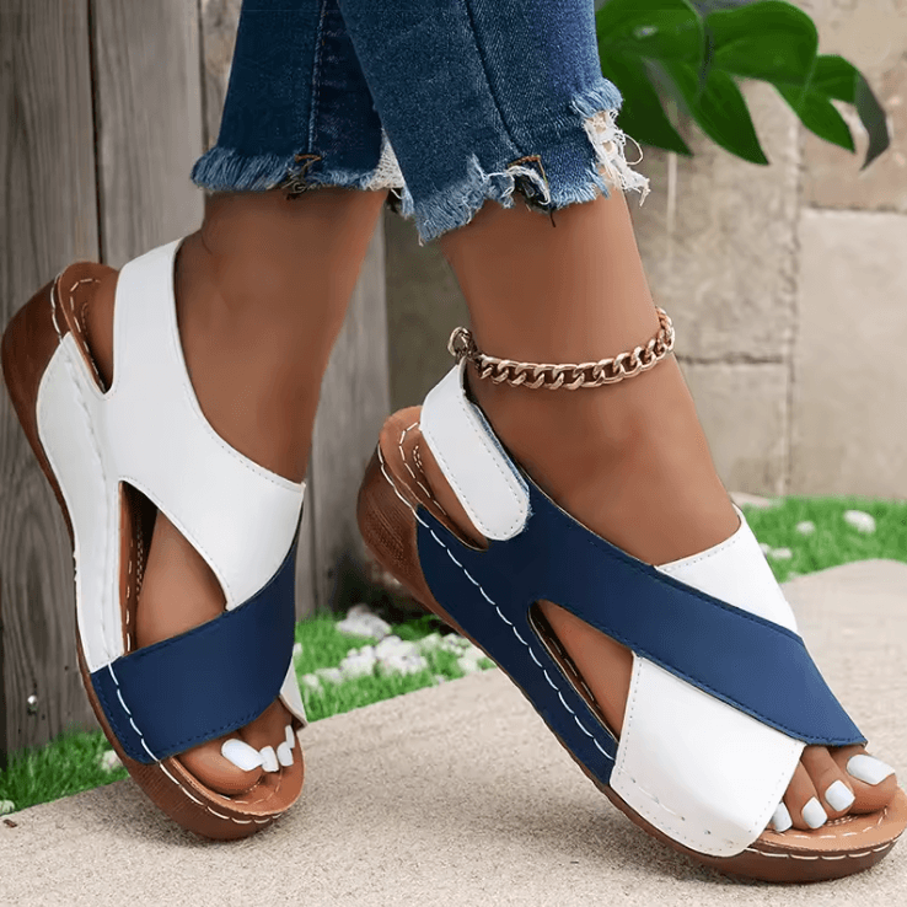 BreezeStride Lightweight Peep Toe Wedge Sandals 0