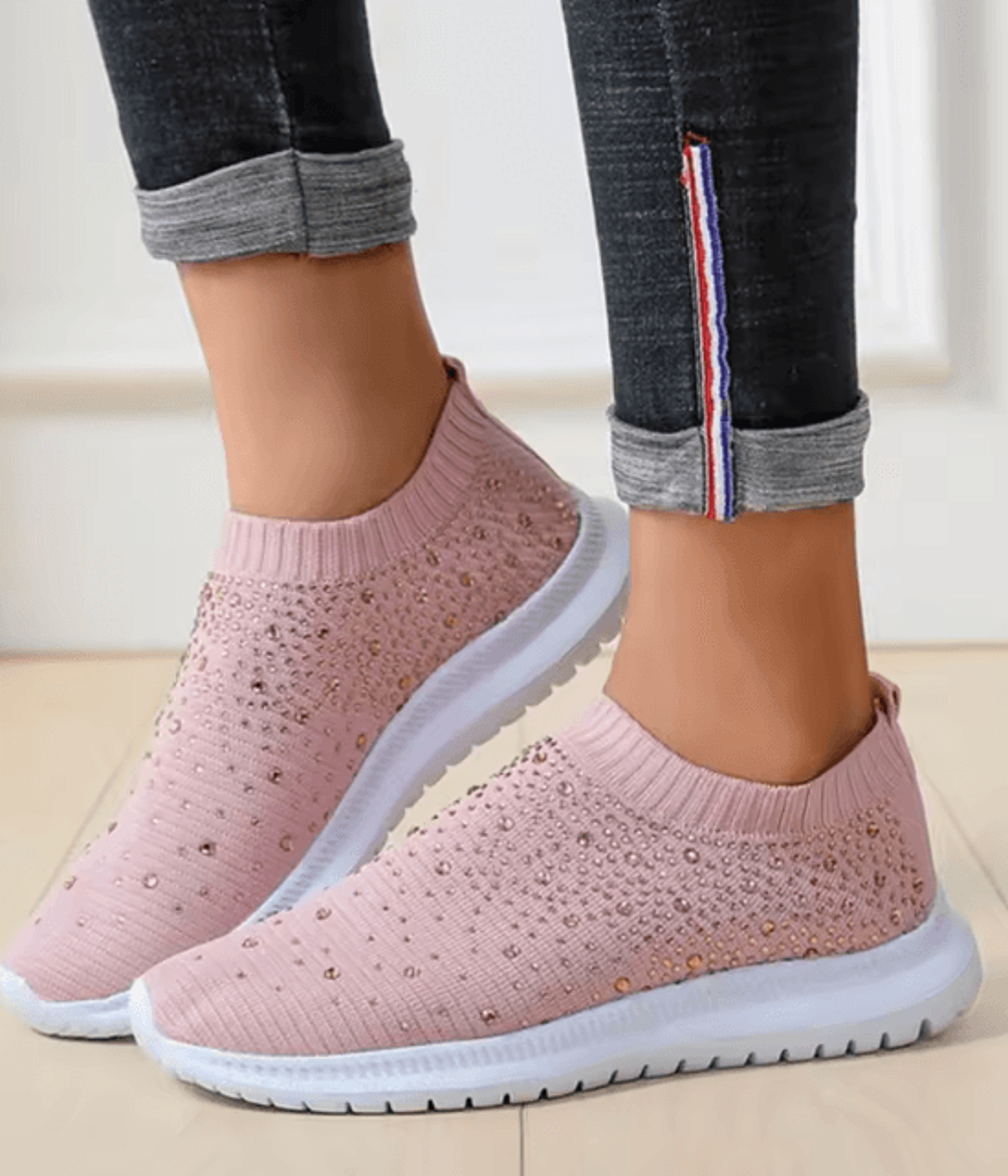 Womens Crystal Mesh Slip On Walking Sneakers For Outdoor And Everyday Comfort 5