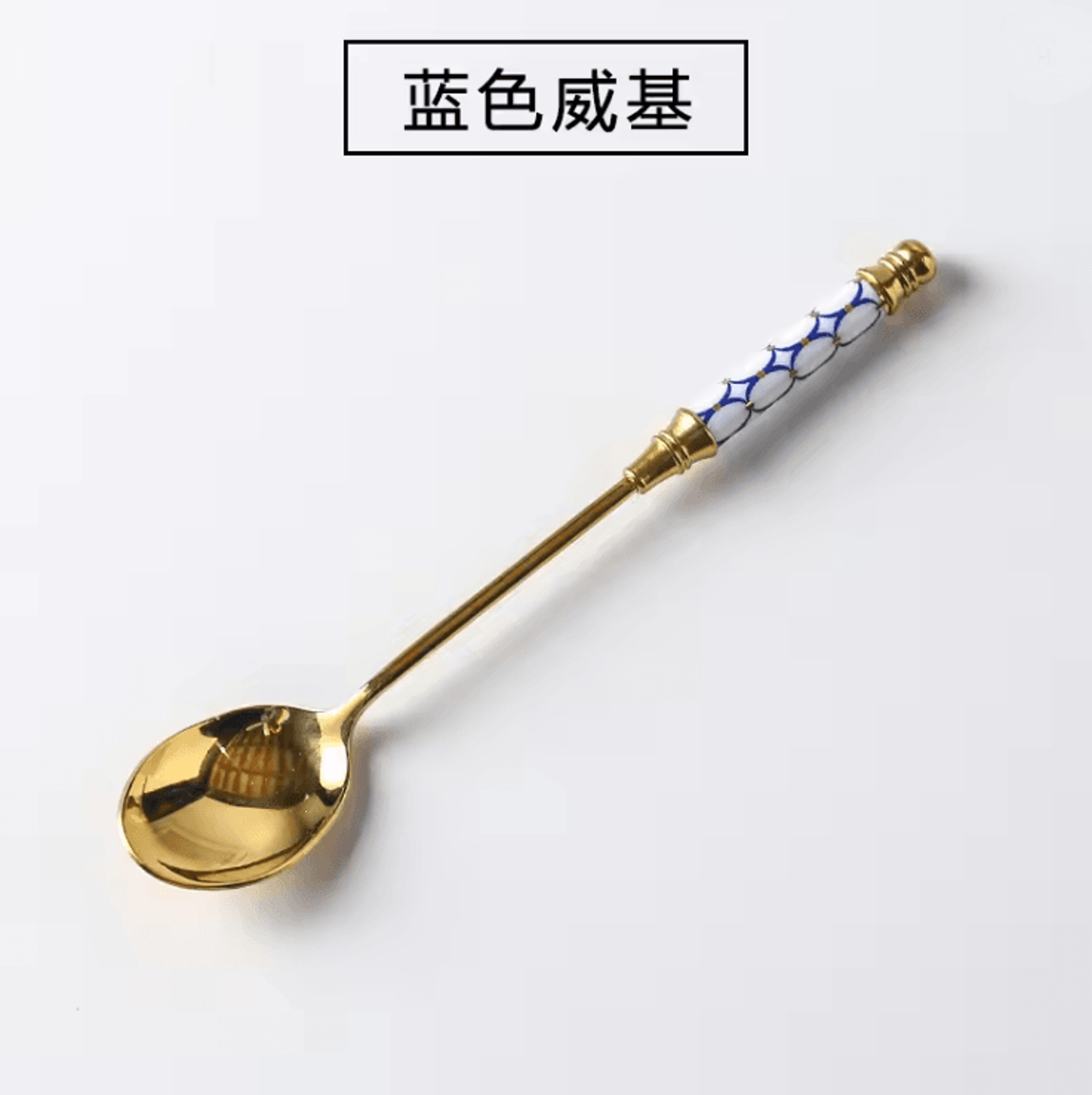 Gold Dessert Spoon With Ceramic Handle For Coffee And Ice Cream Stirring 3