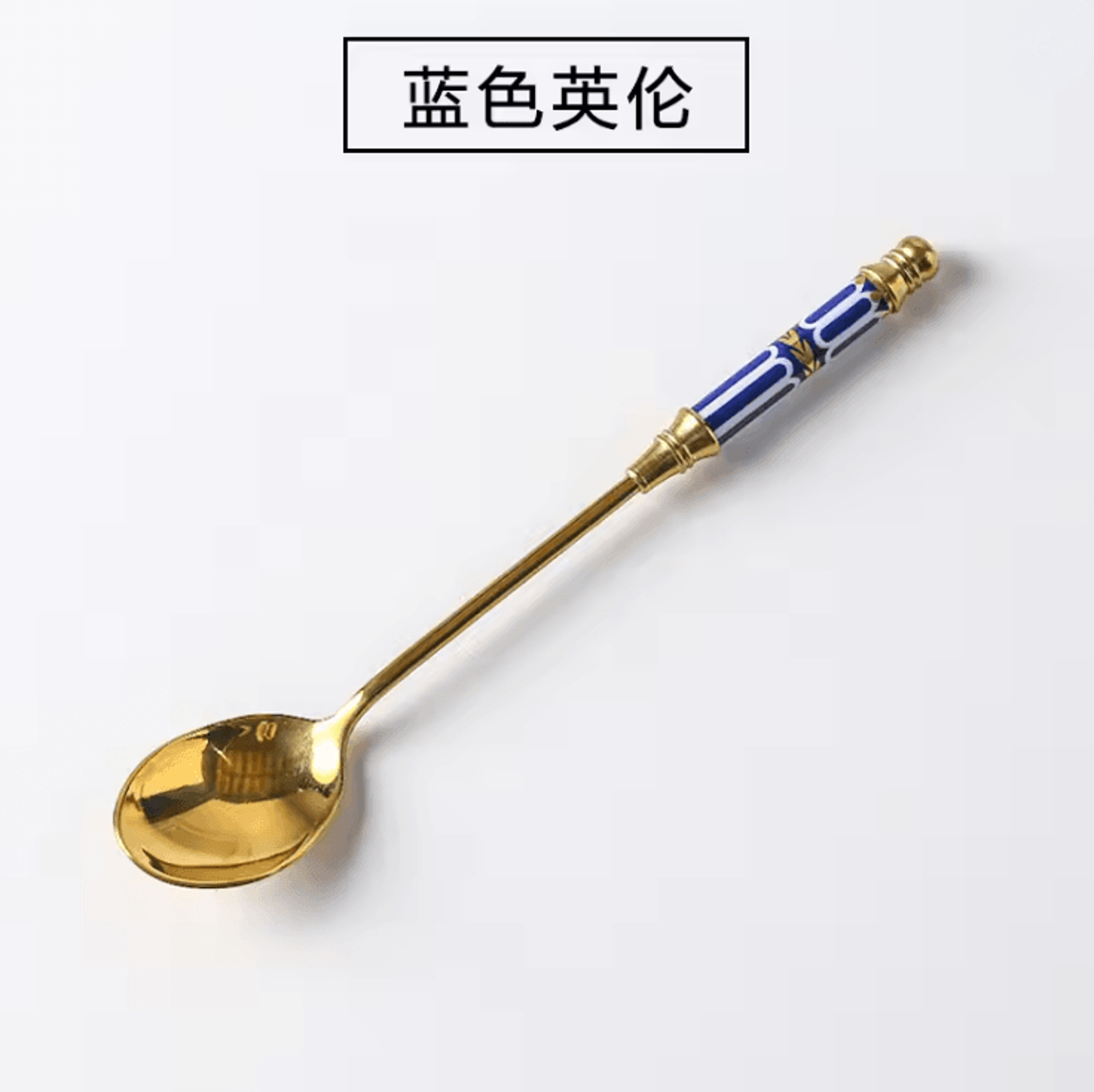 Gold Dessert Spoon With Ceramic Handle For Coffee And Ice Cream Stirring 4