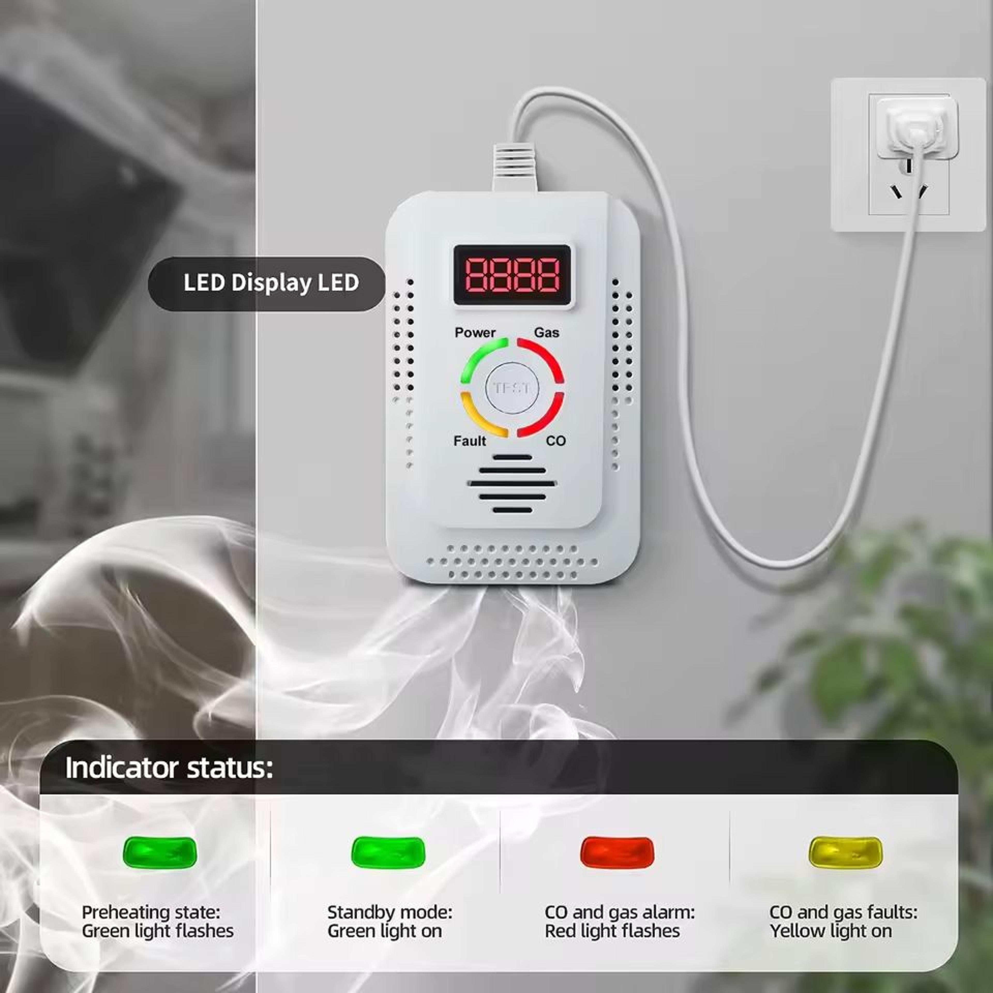 2 in 1 natural gas and carbon monoxide detector for home safety with leak detection alarm
