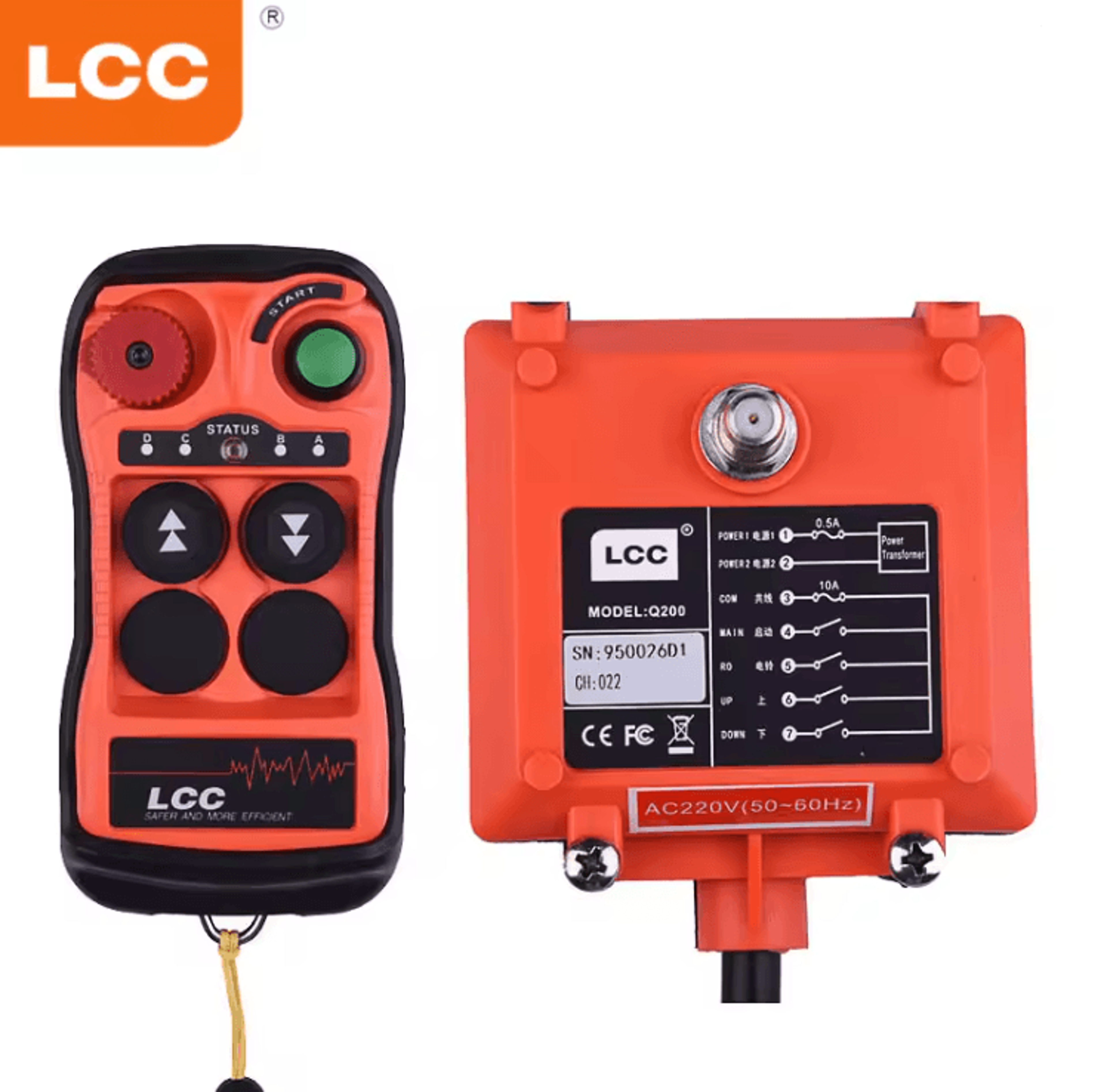 LCC Q200 Industrial Crane Remote Control 2 Button Wireless Hoist Controller 3