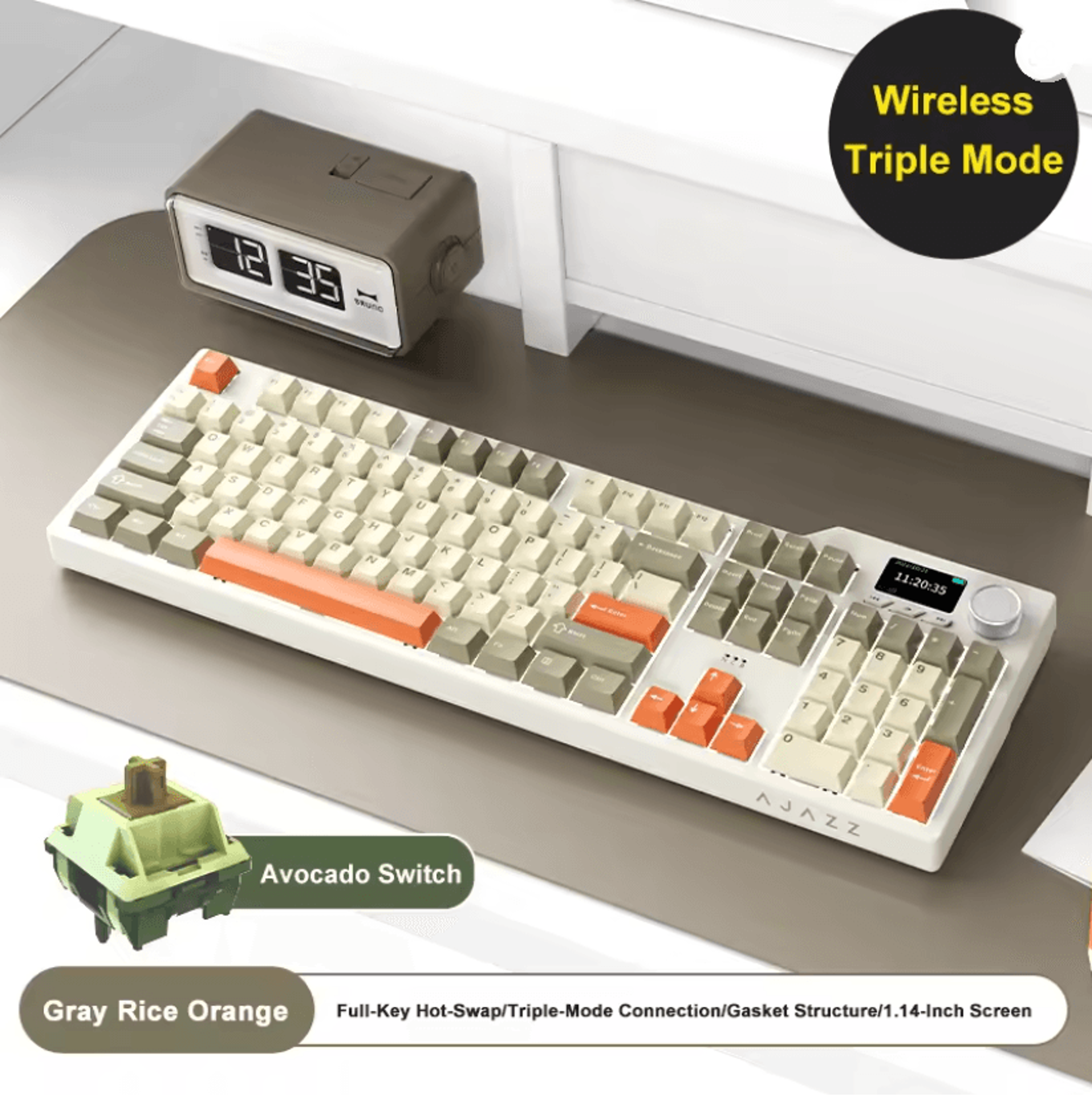 Ajazz AK35I V3 MAX Gasket Mechanical Keyboard TriMode Wired Bluetooth Wireless Gaming Keyboard 3