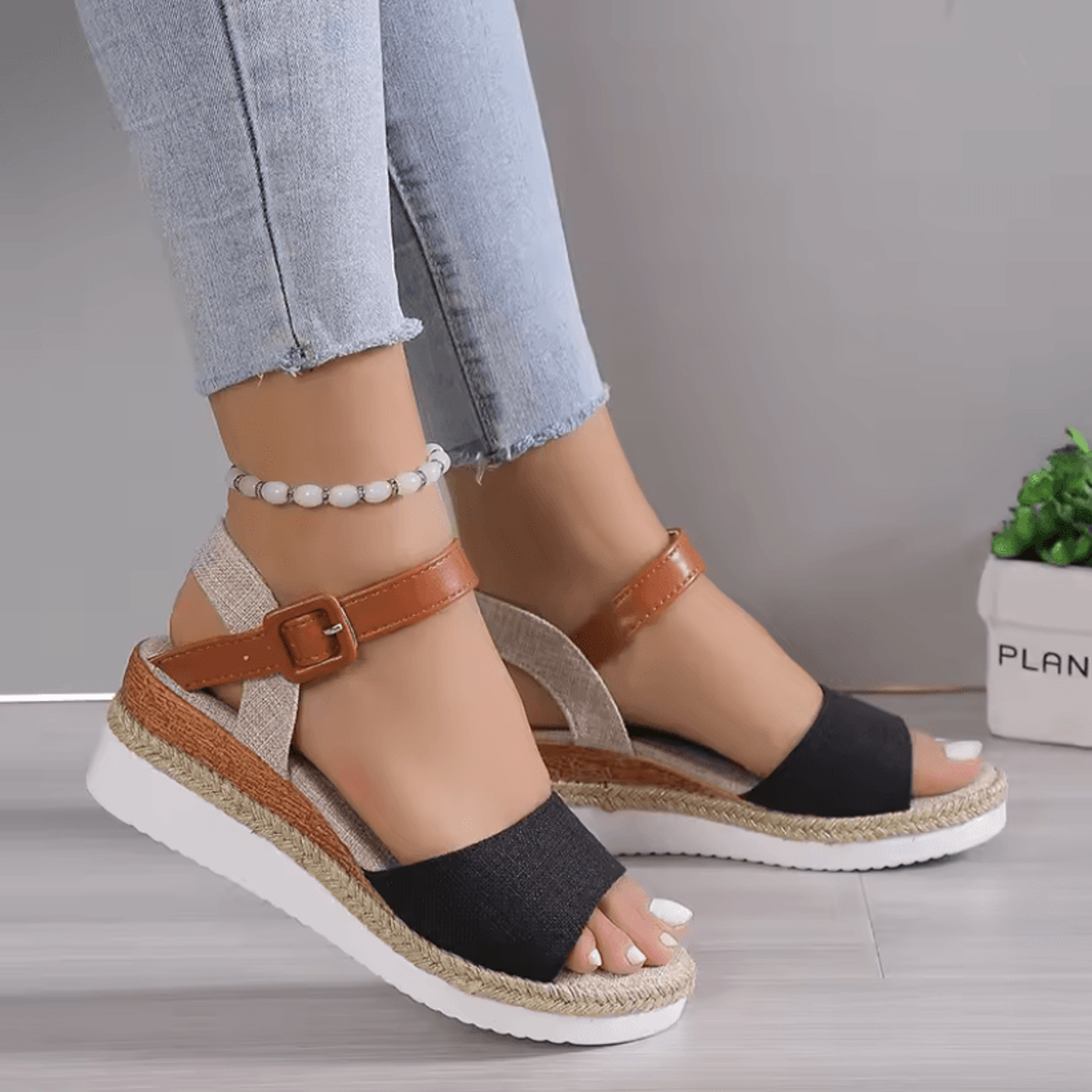 SummerStep Womens Plus Size Wedge Sandals Breathable Soft Walking Shoes 2