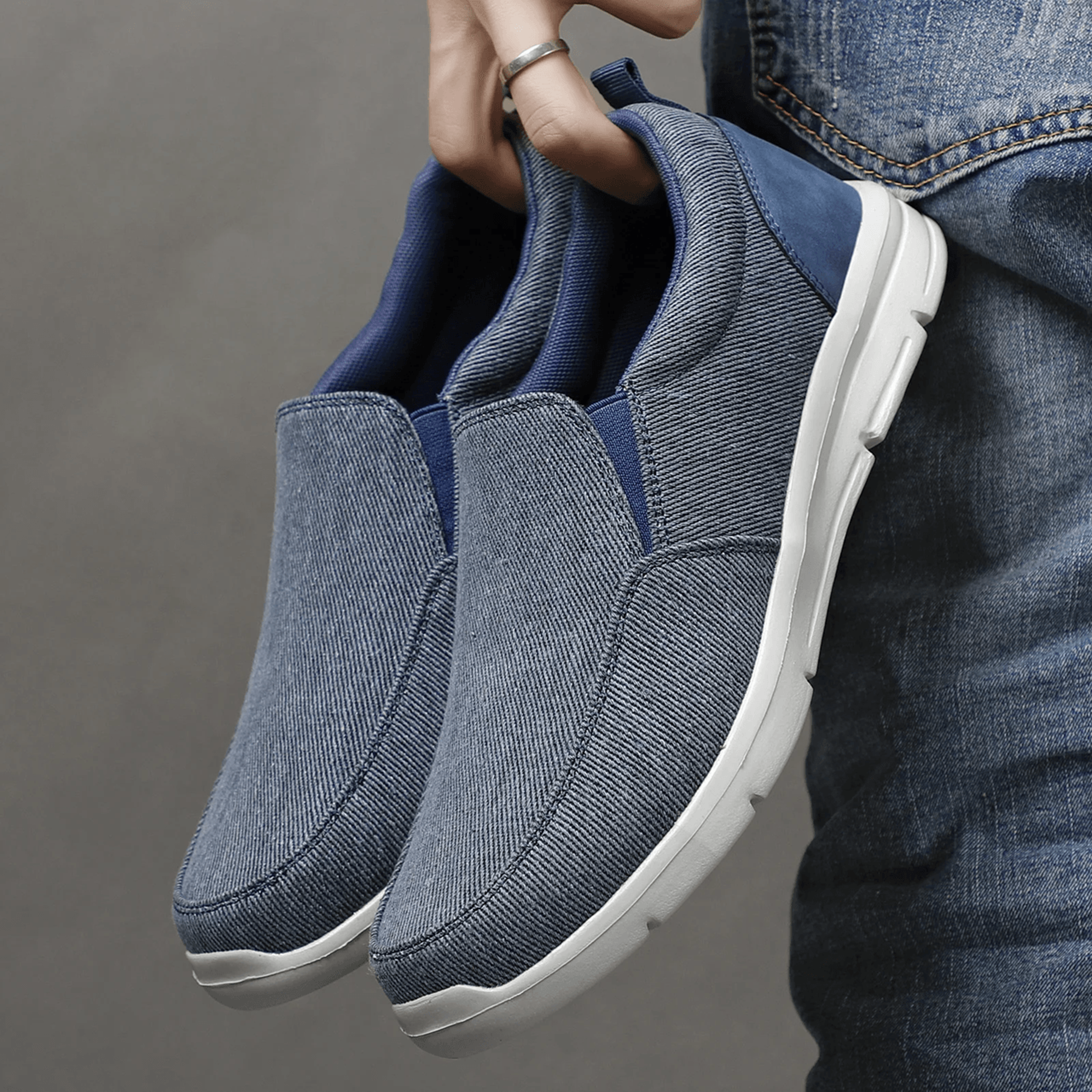 AppleTrail Mens Breathable Canvas Slip On Sneakers Lightweight Outdoor Loafers 1