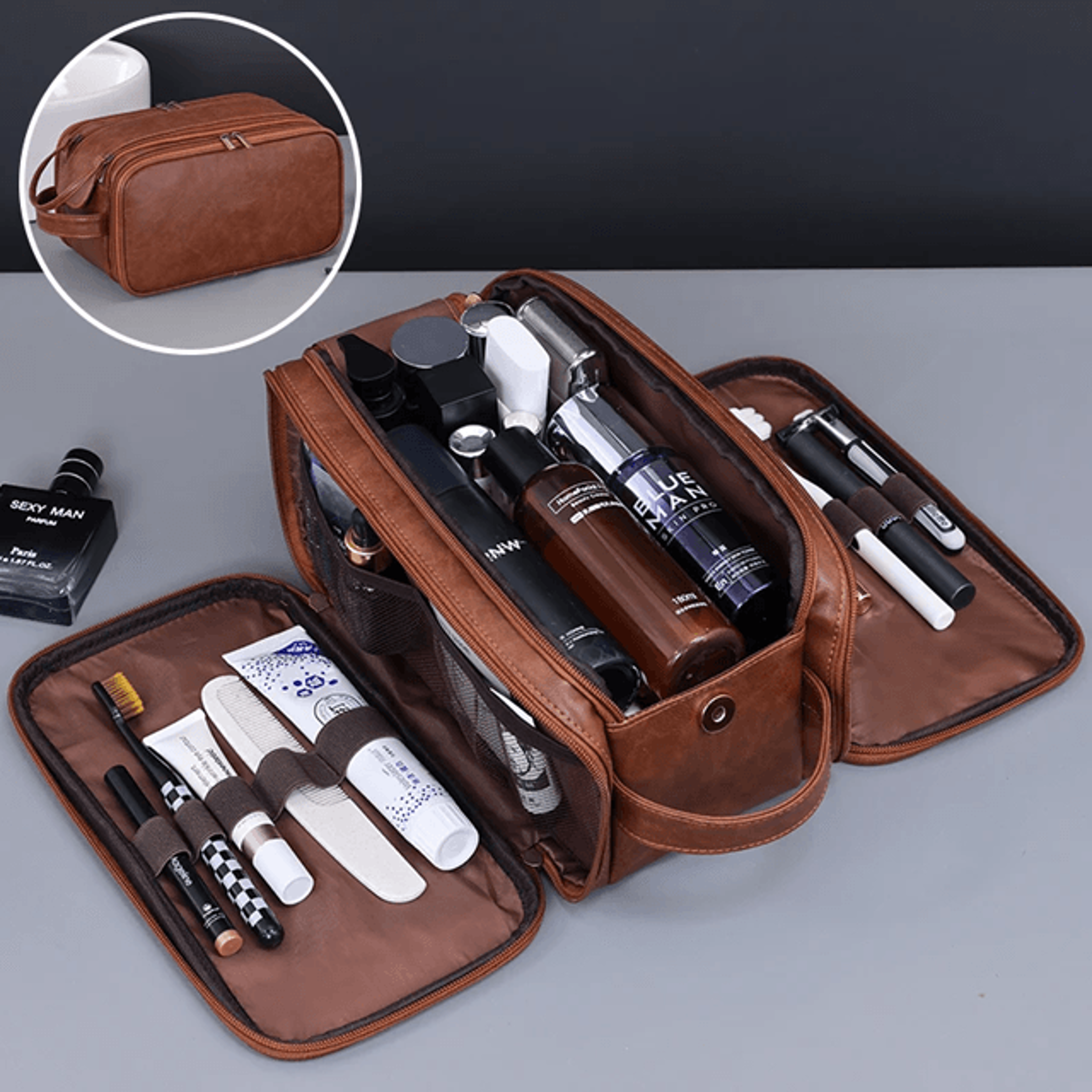 Waterproof PU Travel Hanging Toiletry Bag Multi Pocket Organizer For Women And Men 4