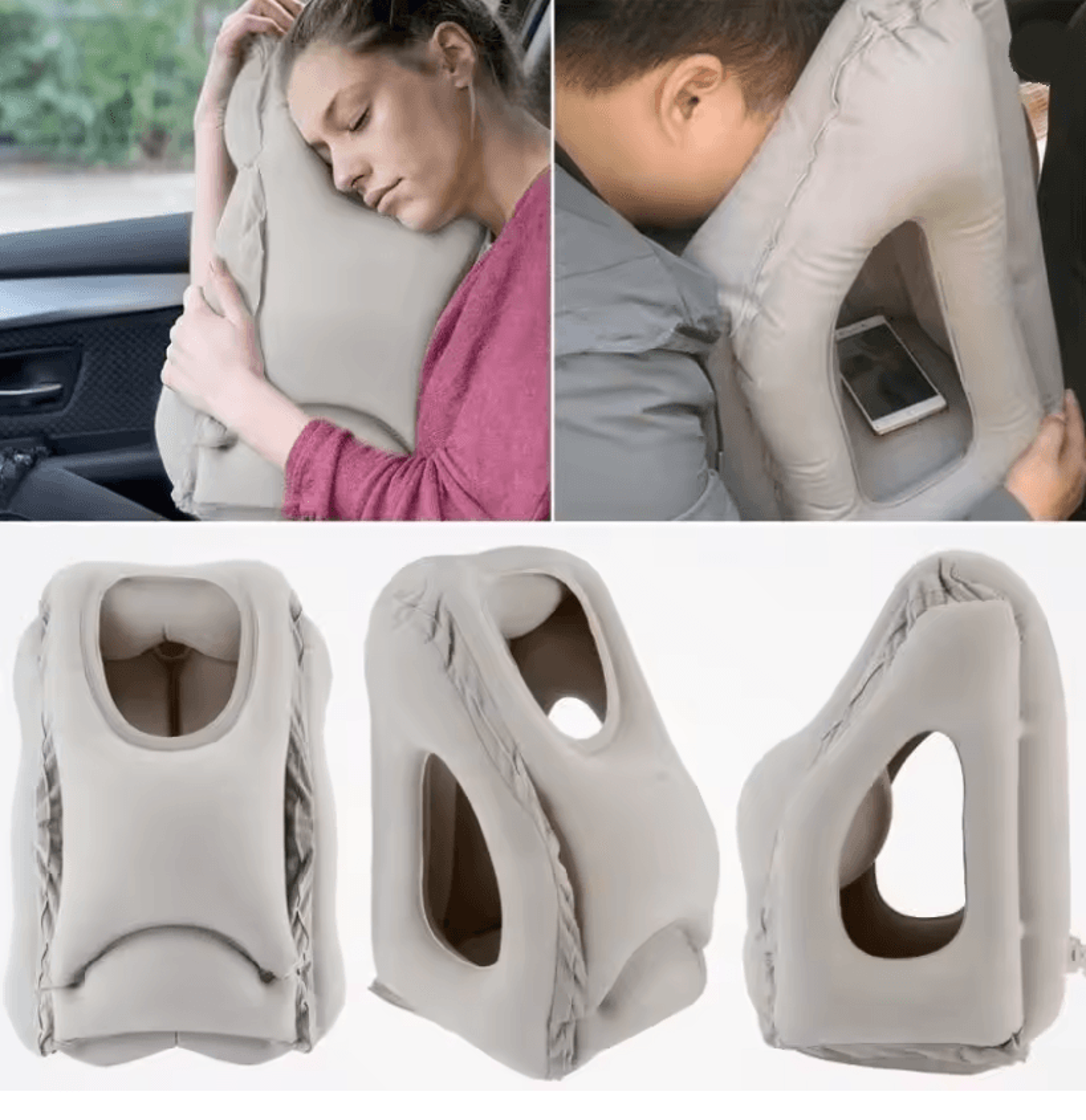 Inflatable Chin Support Travel Pillow Air Cushion For Neck And Headrest 0