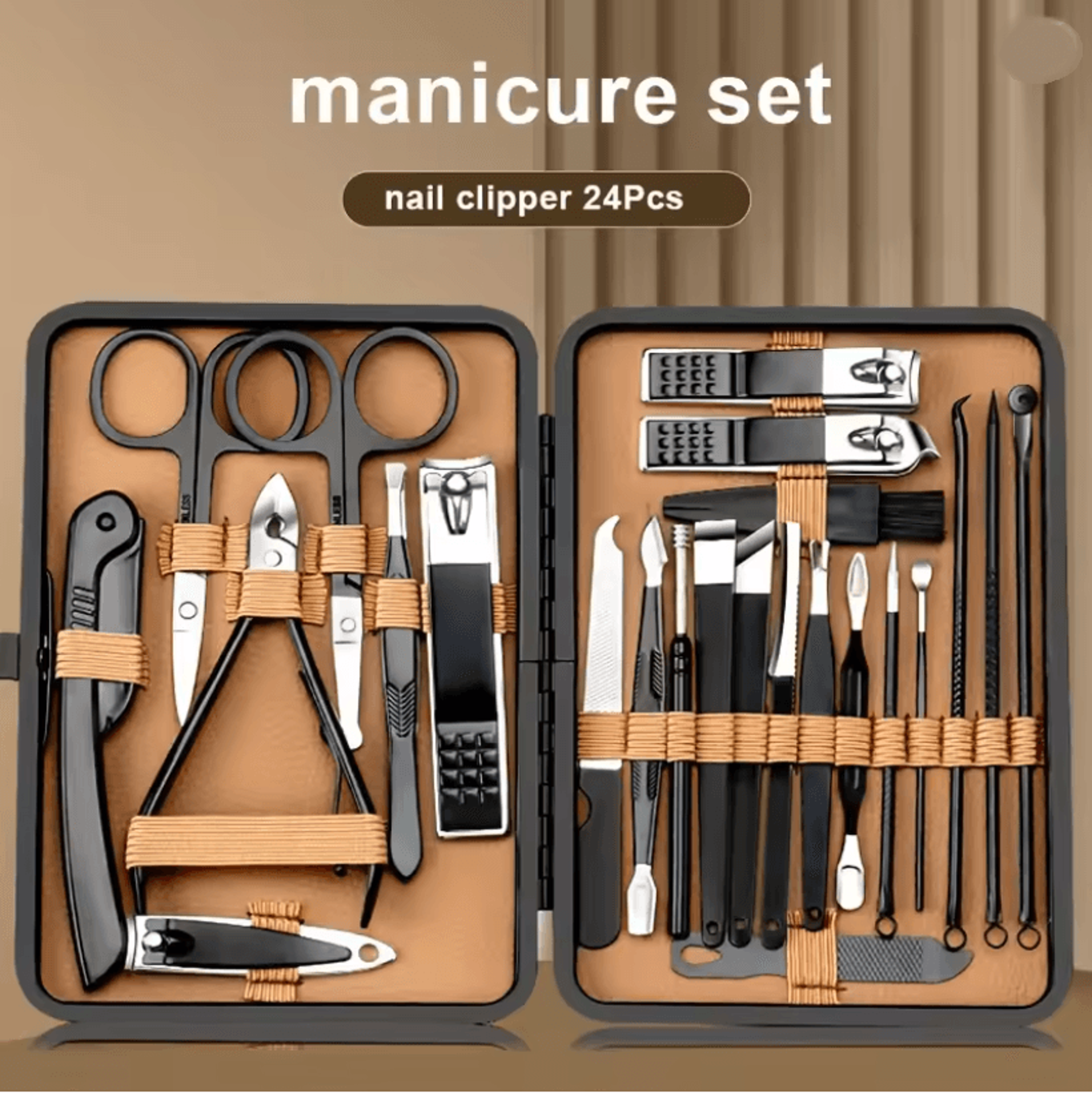 stainless steel manicure pedicure set 18 piece with pu leather case