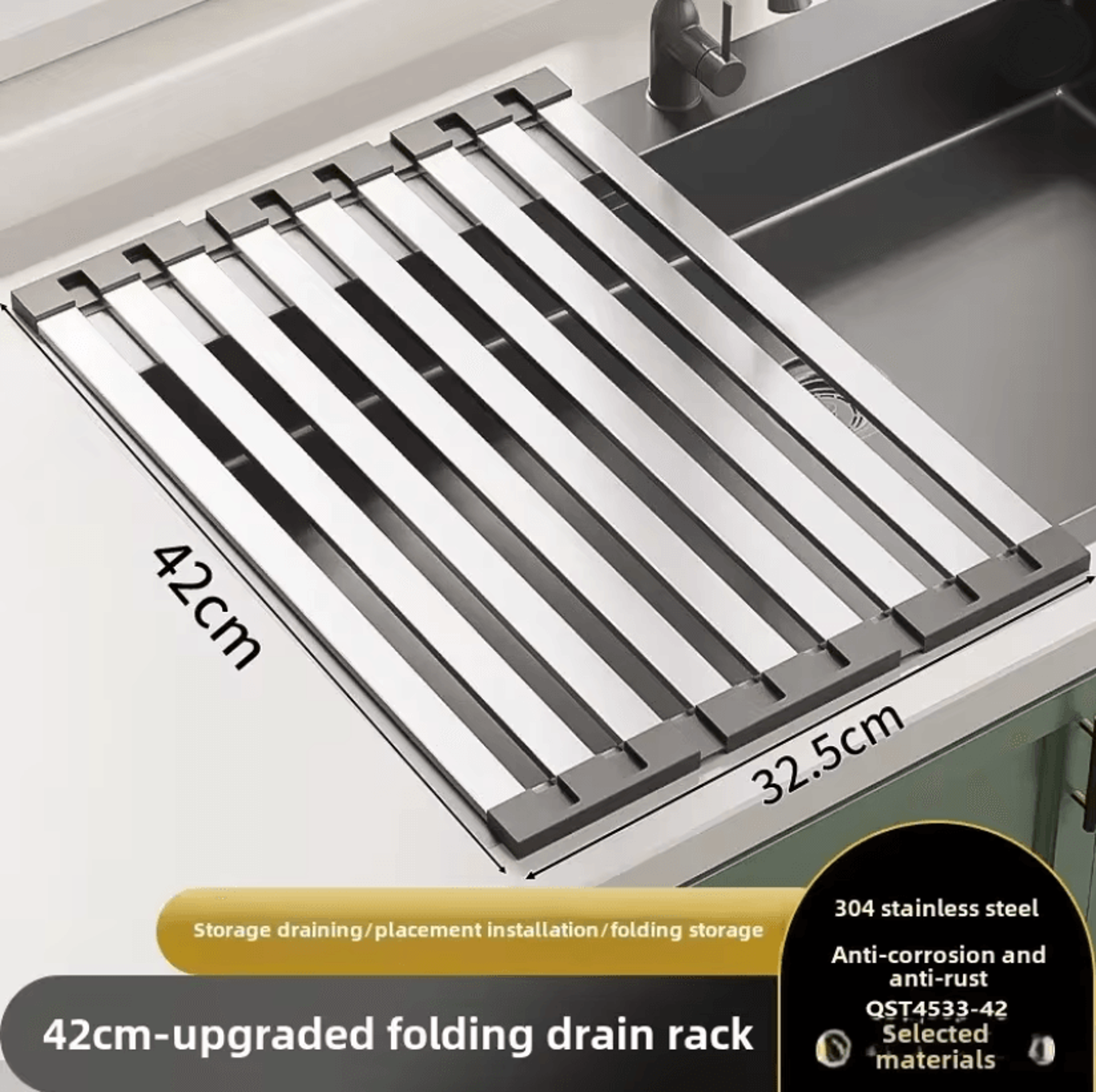Adjustable Stainless Steel Sink Rack Dish Drying Organizer 5