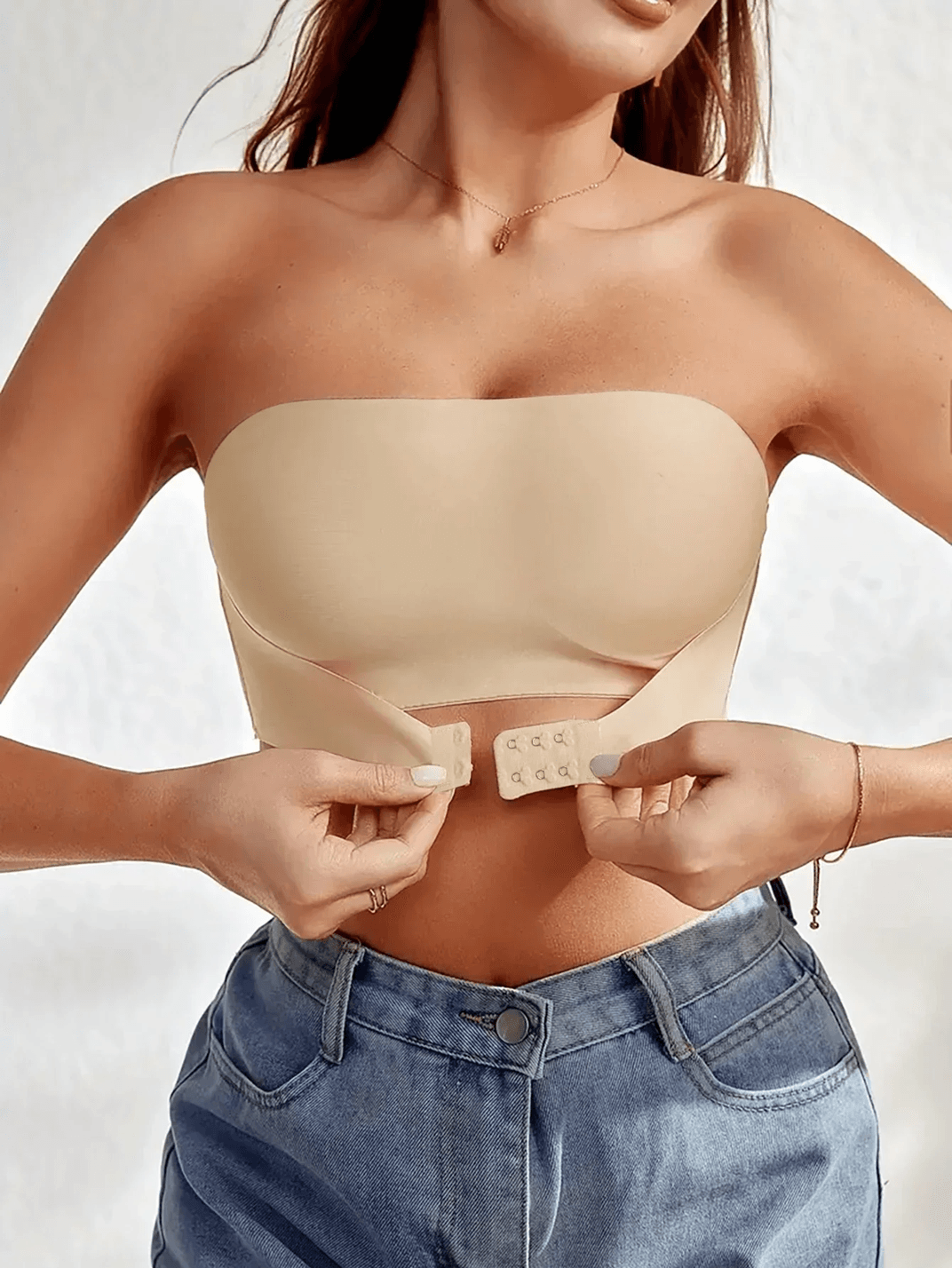 comfortable strapless seamless front button bra no padding wireless