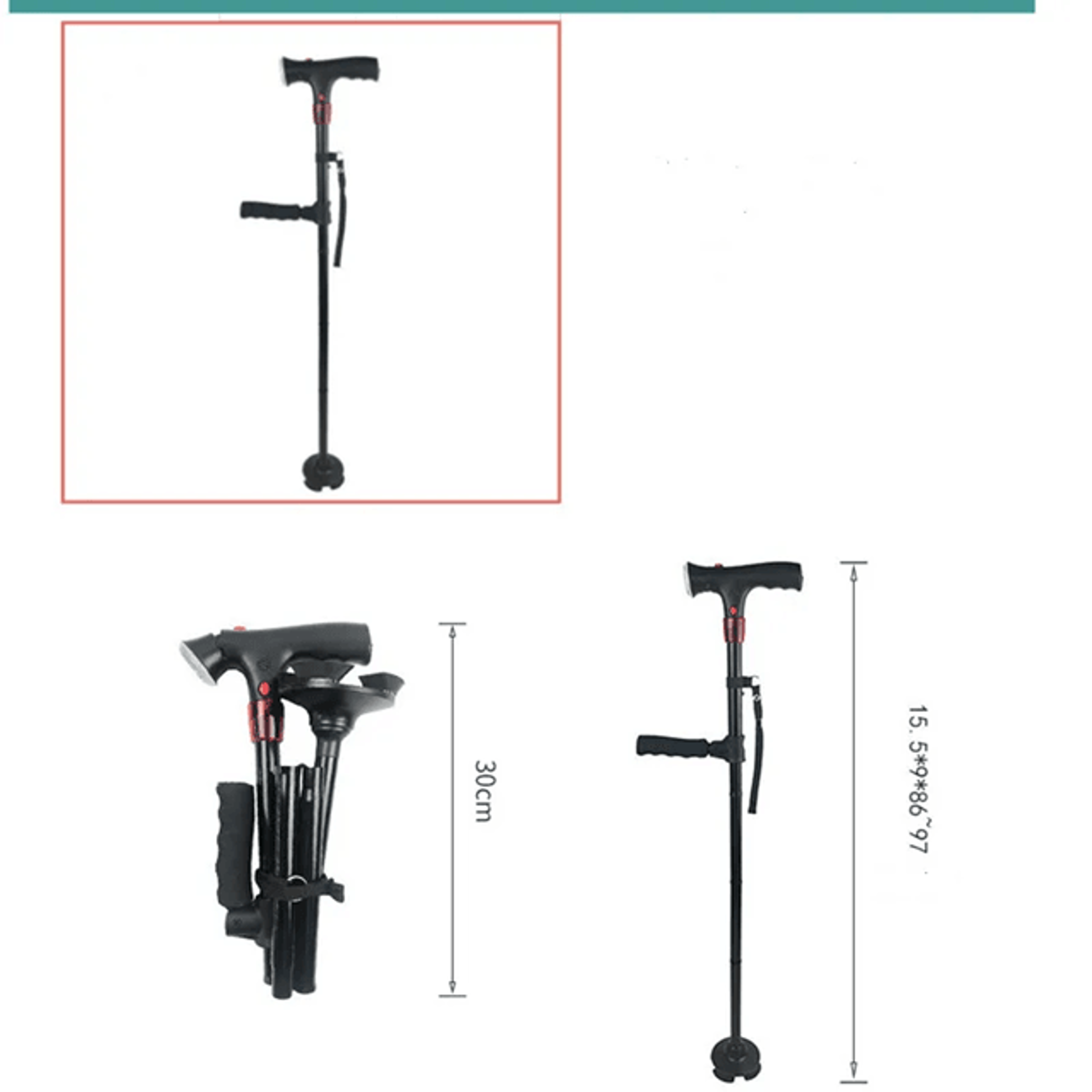 Adjustable Collapsible Cane With LED Light And Alarm 3