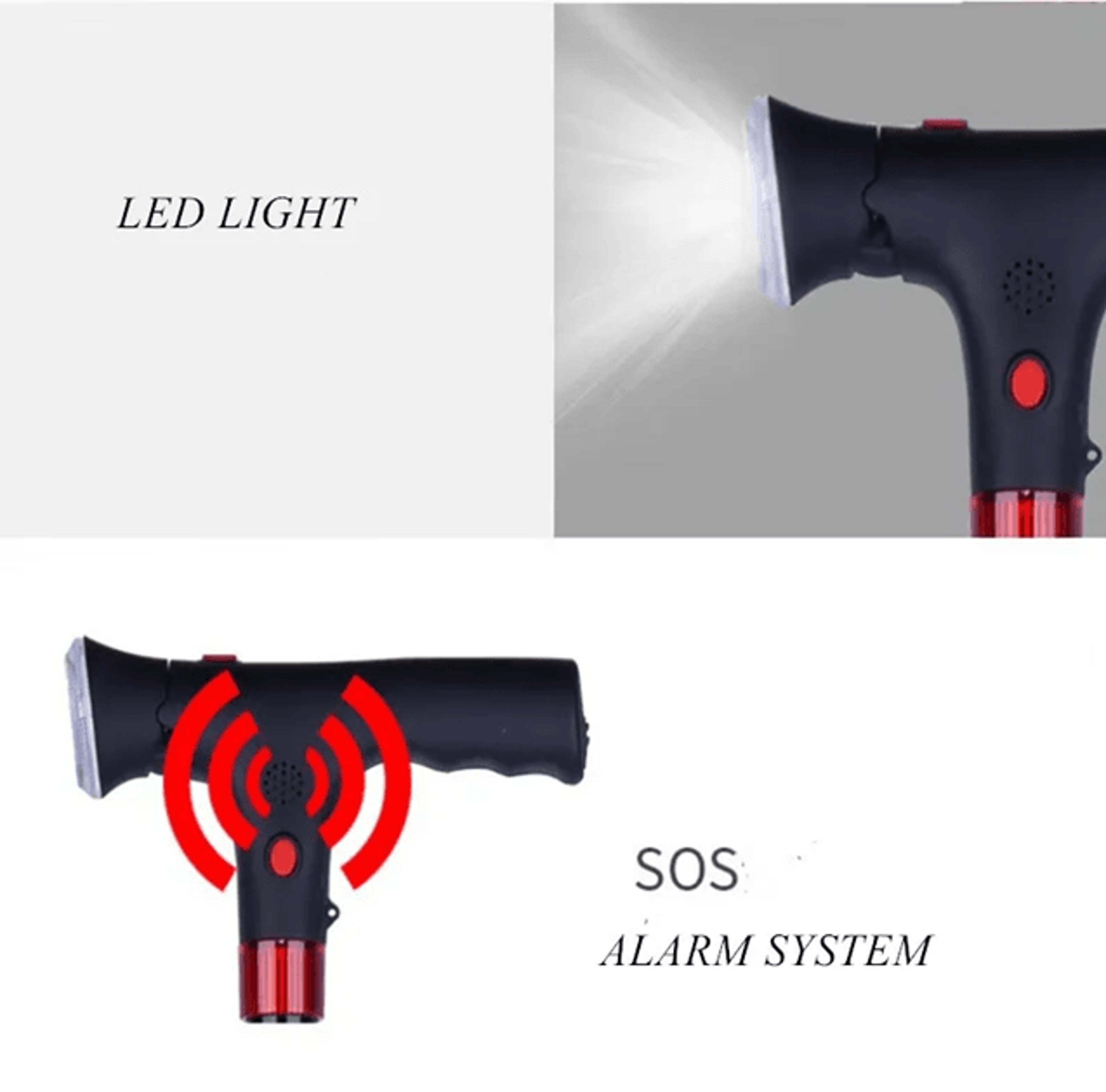 Adjustable Collapsible Cane With LED Light And Alarm 4