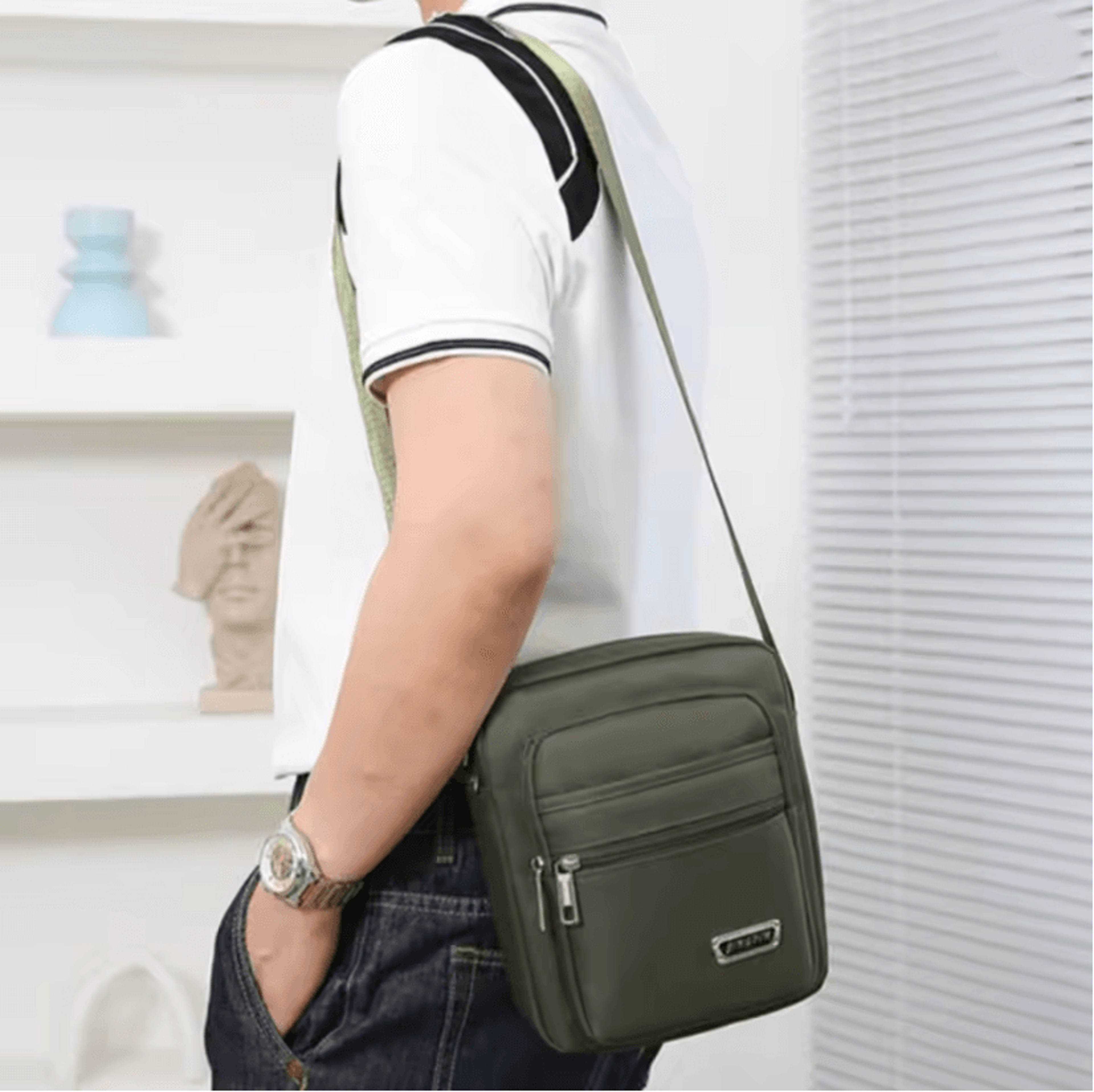 Travel Ready Nylon Crossbody Satchel For Men 0