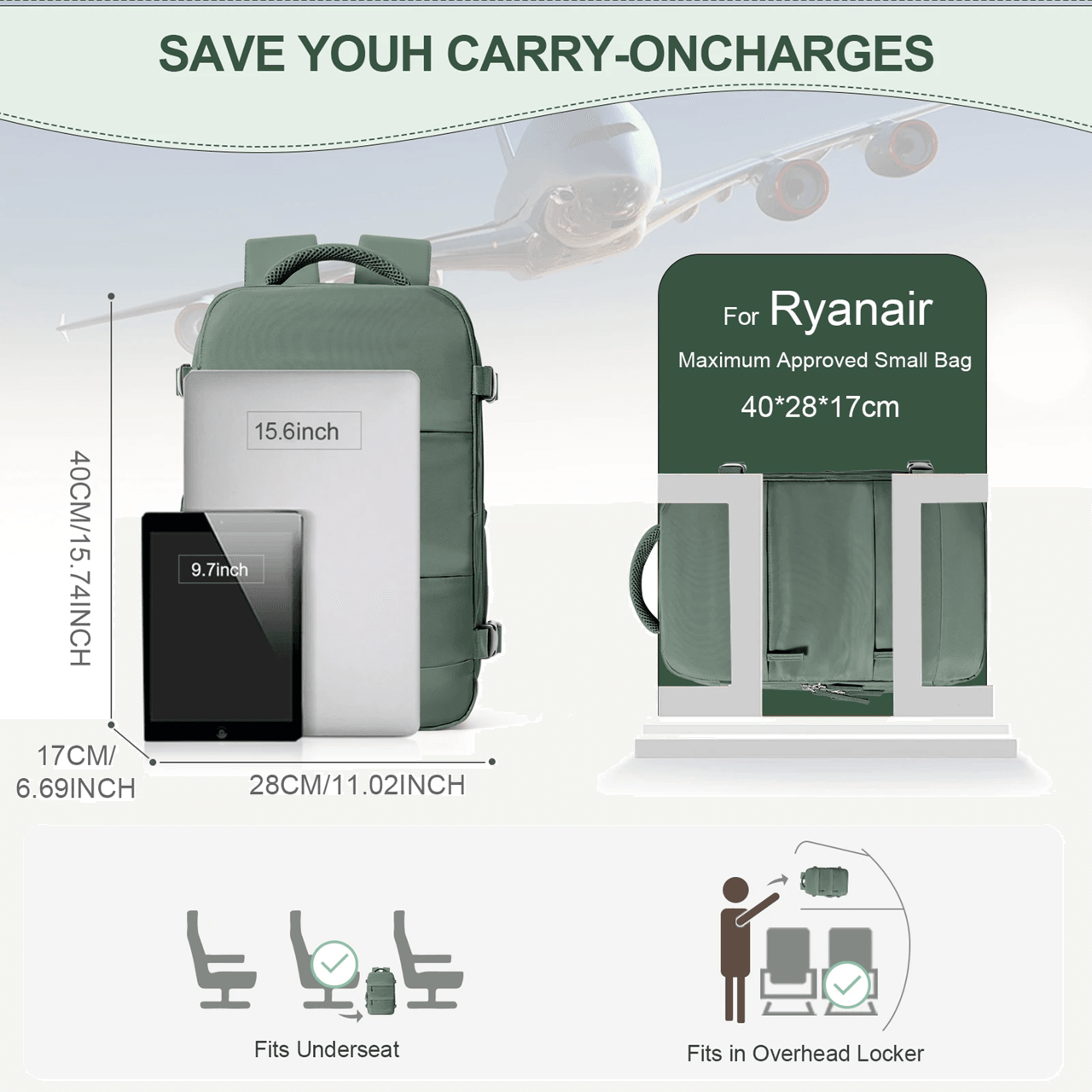 Jetwise Cabin Backpack Approved For Ryanair Travel 1