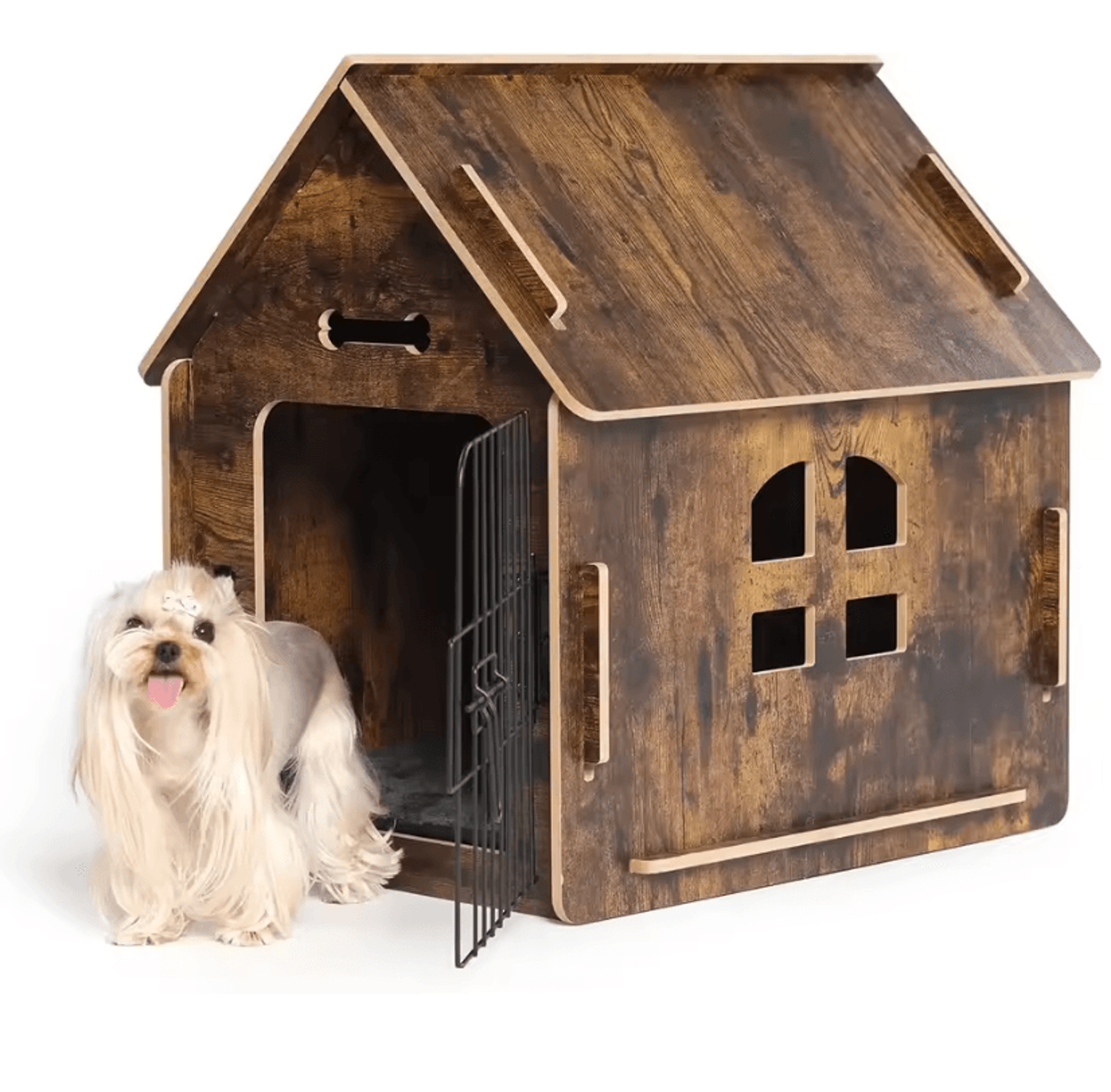 CozyWood Indoor Dog House Wooden Pet Bed For Small Dogs And Cats 5
