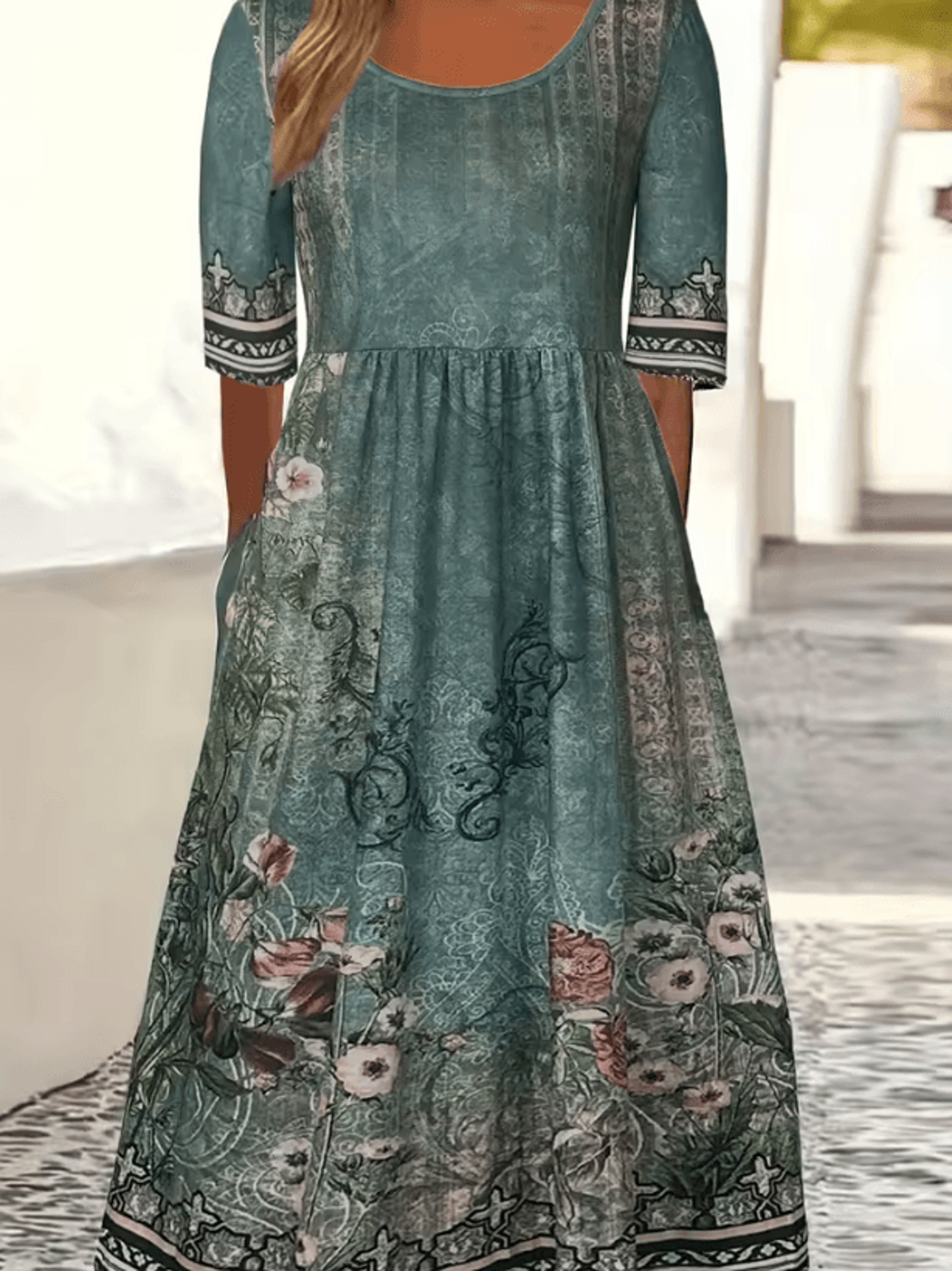 Summer Breeze Bohemian Maxi Dress With Short Sleeves 6