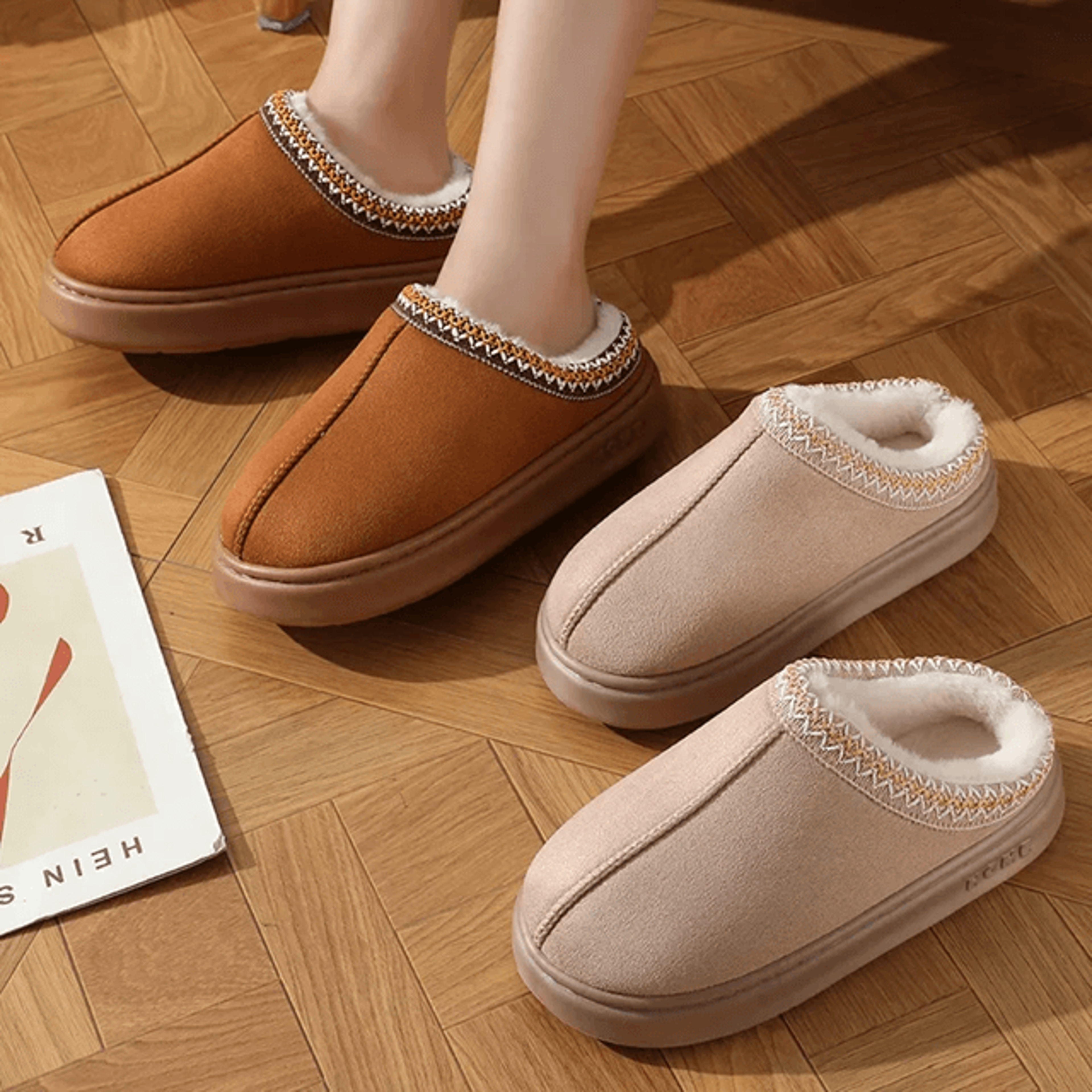 cozystep fluffy platform slippers for women winter warm comfort