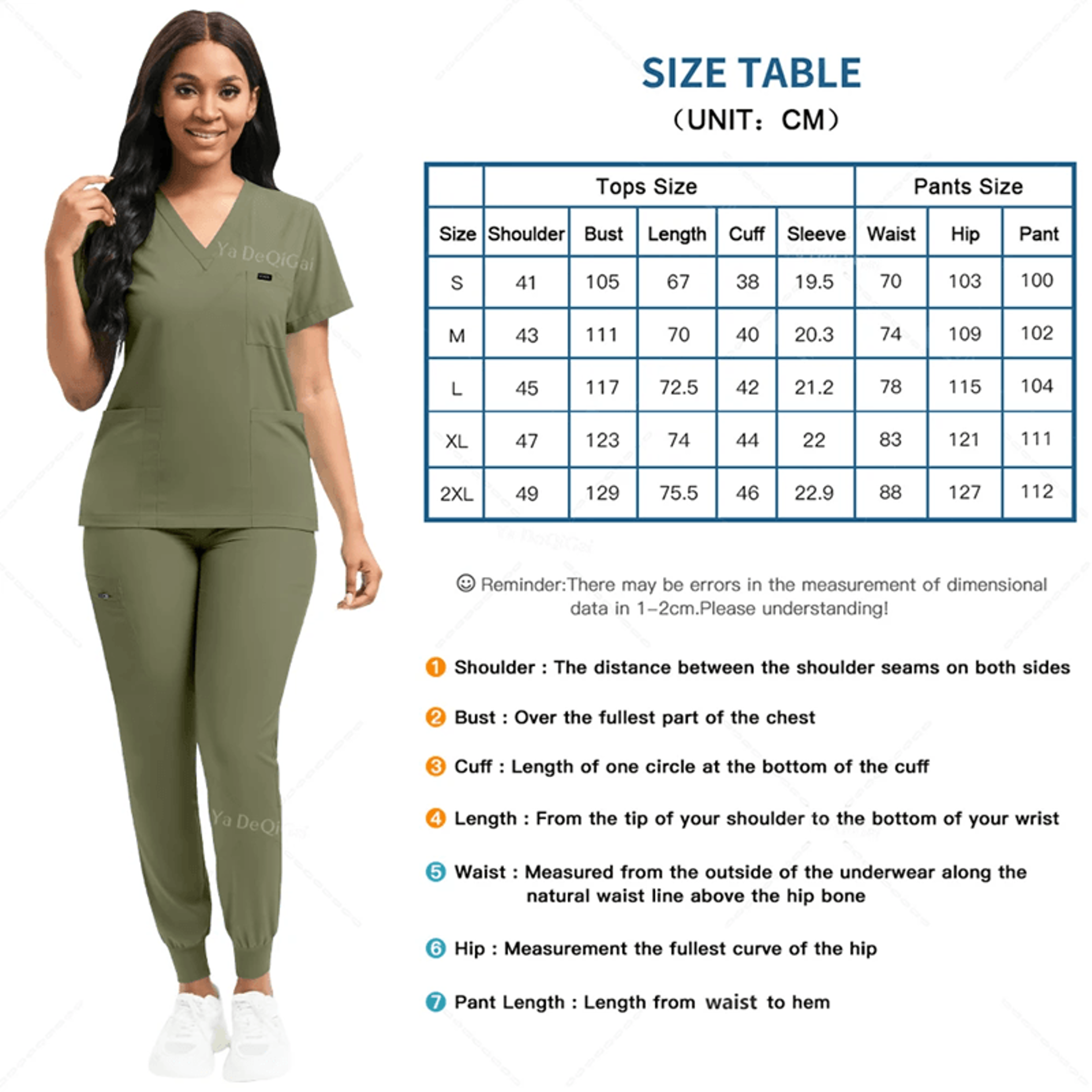 Womens Stretch Scrubs Set Nursing Medical Uniform With Jogger Pants 9