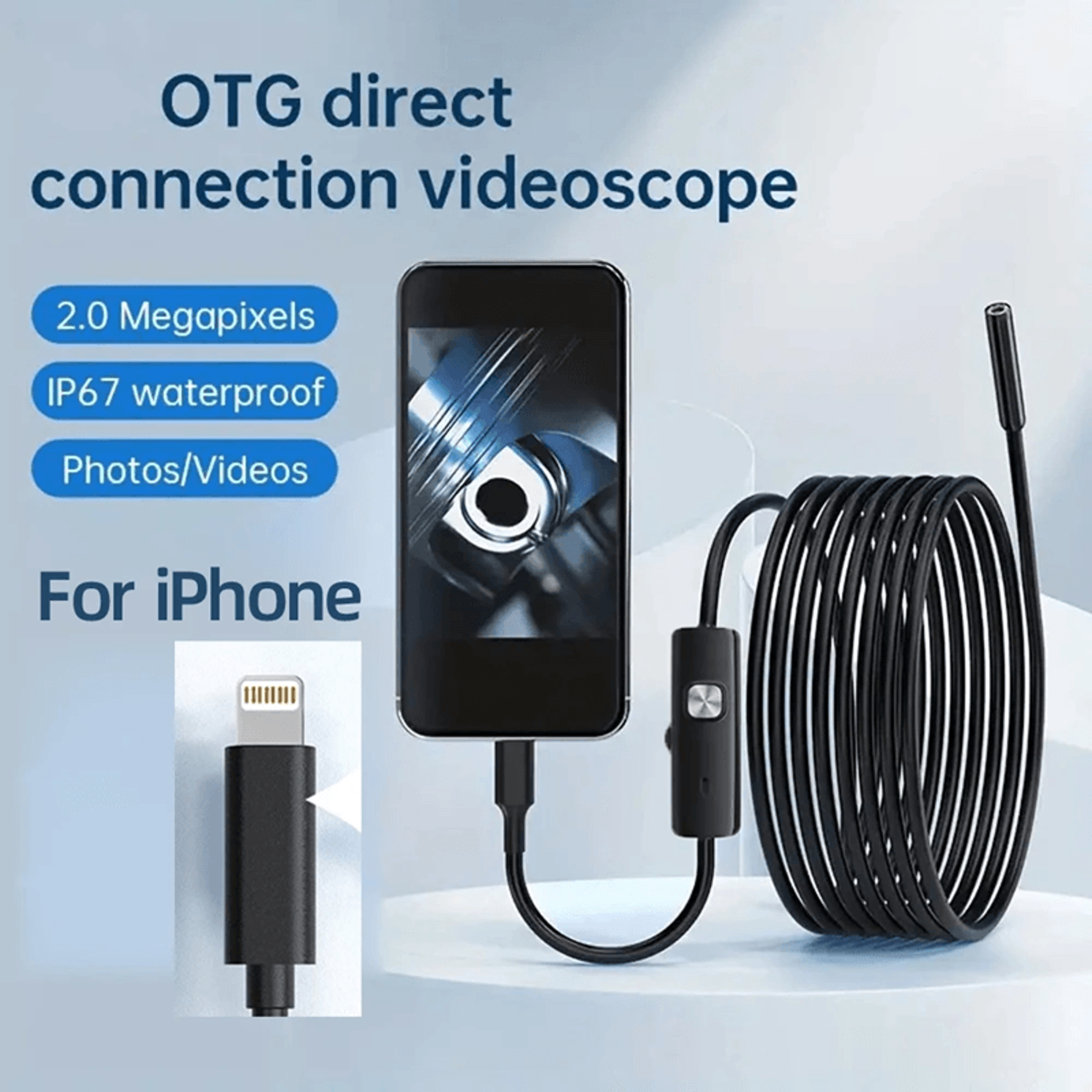 Waterproof Endoscope Camera For IPhone With 8 LED Borescope For Car And Home Inspection 0
