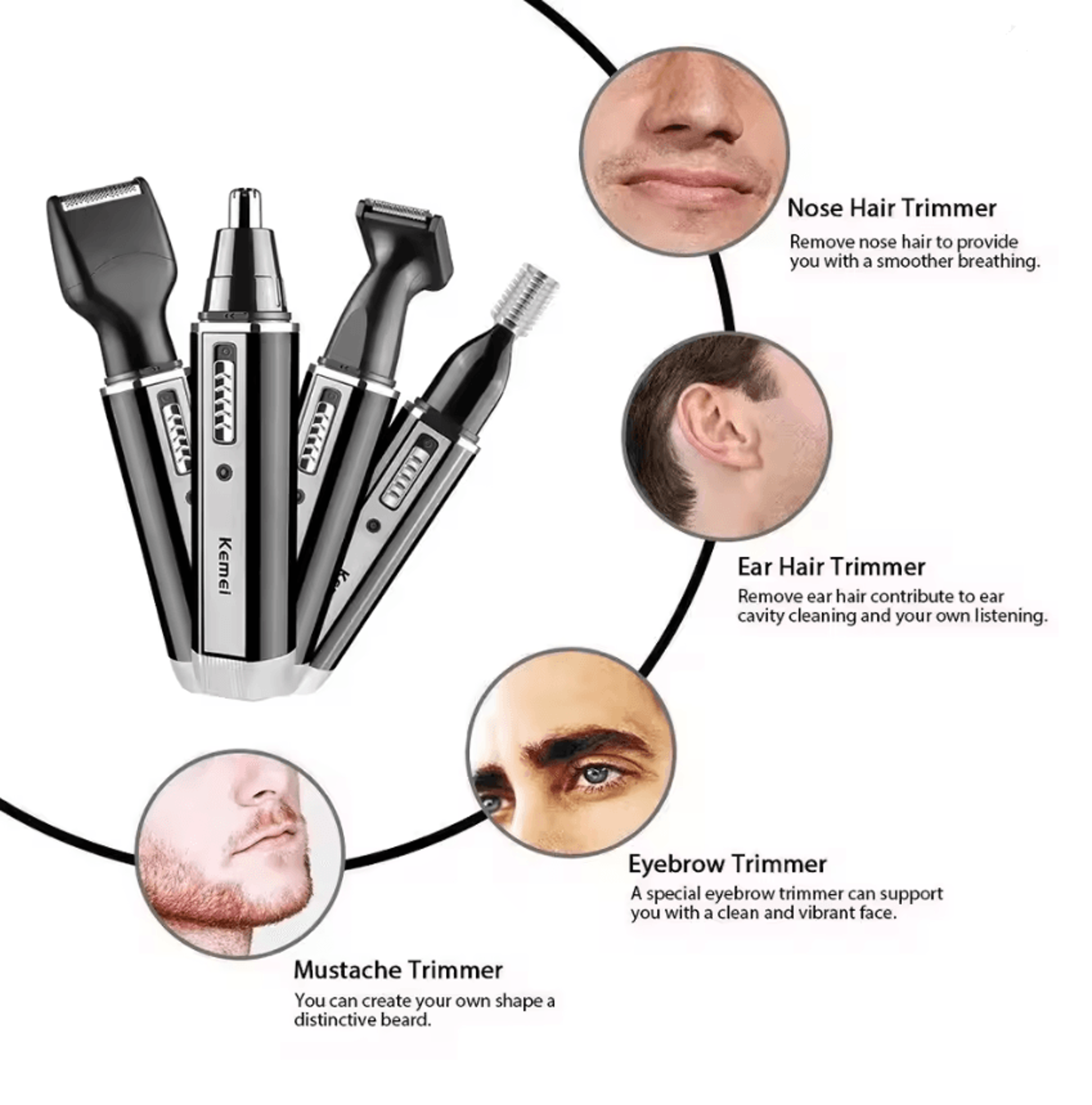 2 In 1 Nose Hair Trimmer And Beard Trimmer Rechargeable Grooming Tool For Men 2