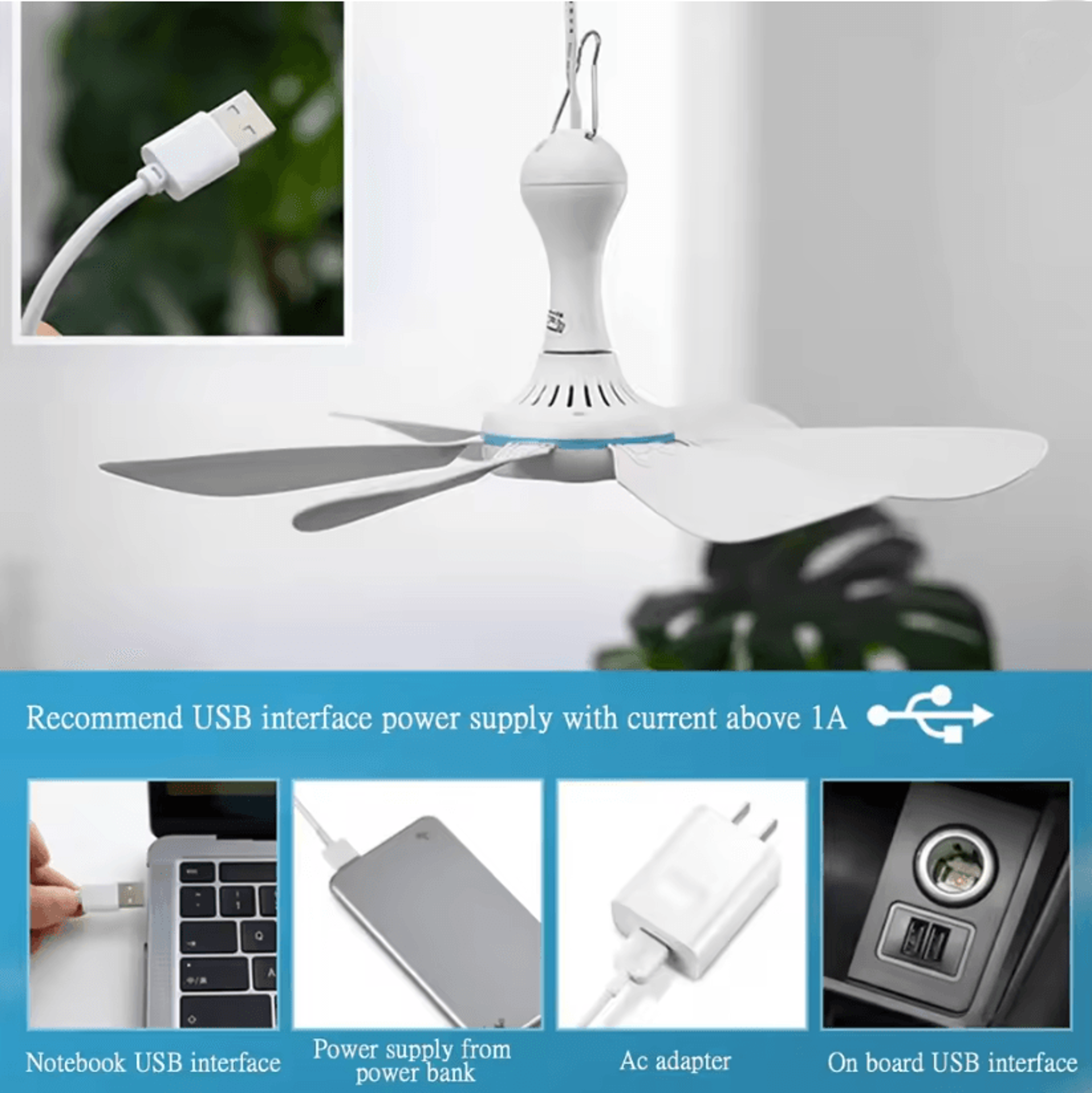 Silent USB Ceiling Fan With Remote Control 6 Blade Hanging Canopy Fan 1