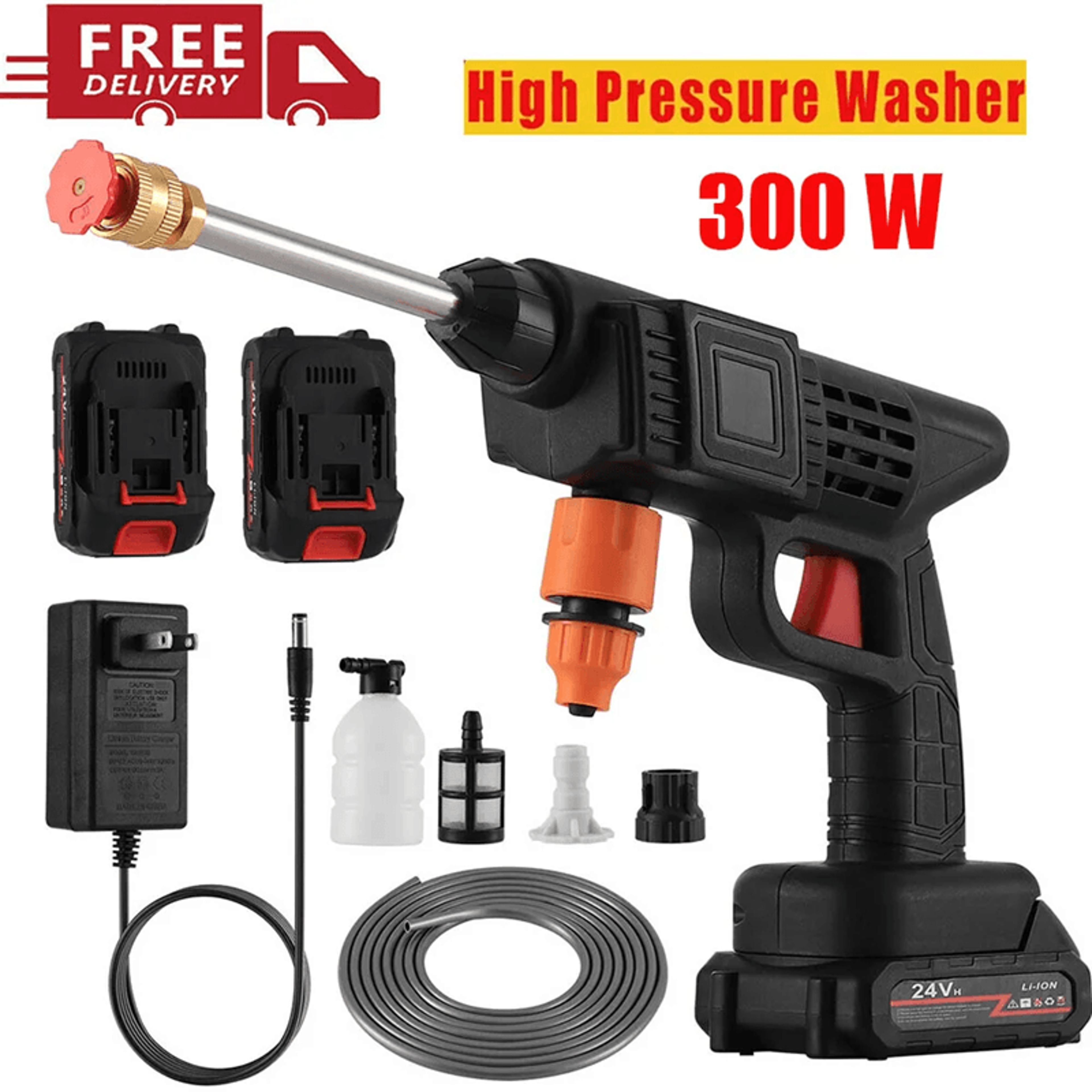 HydroJet Cordless High Pressure Car Washer With Battery And Foam Sprayer 0