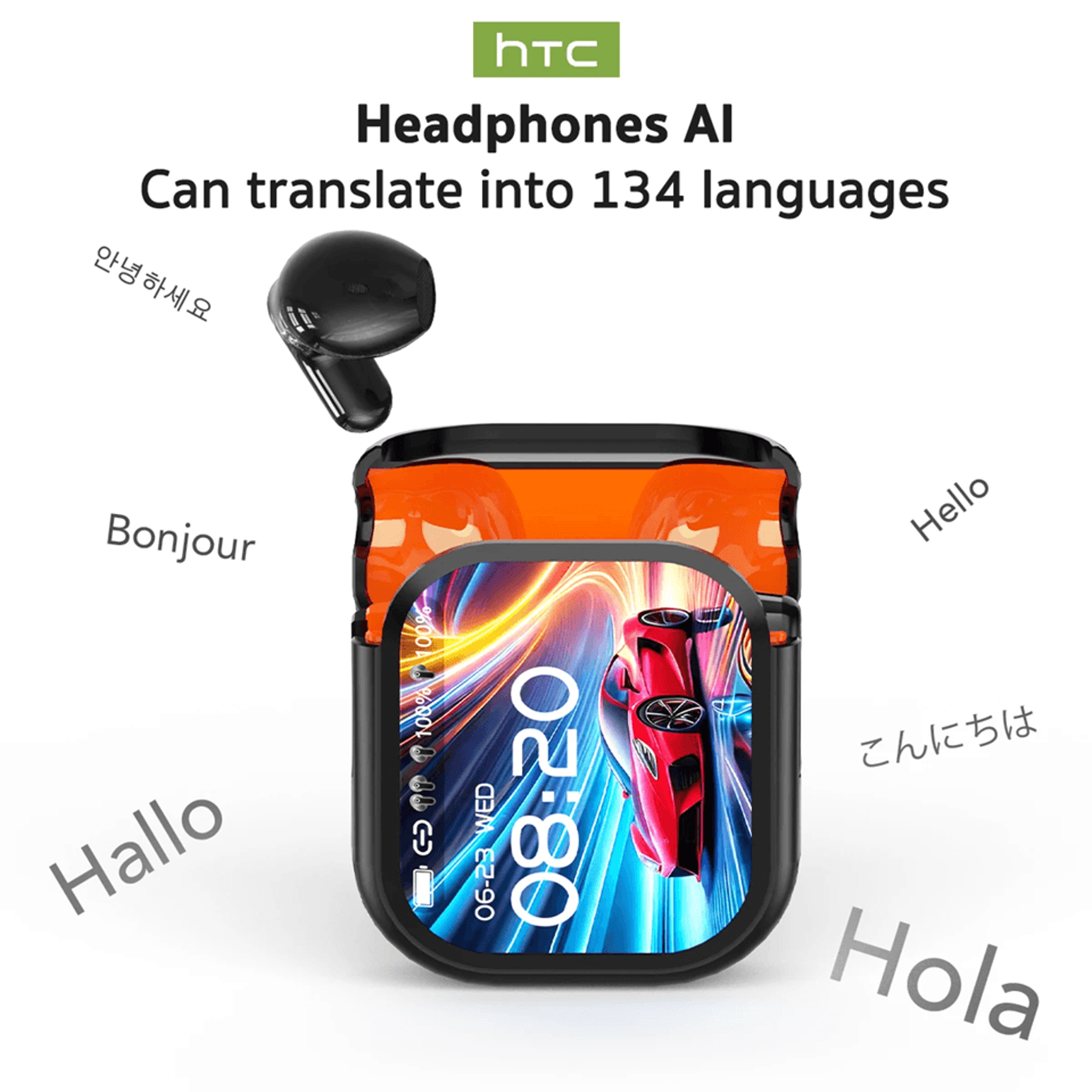 HTC NE20 Bluetooth 60 Wireless Earbuds With AI Translator And LCD Touch Screen 0