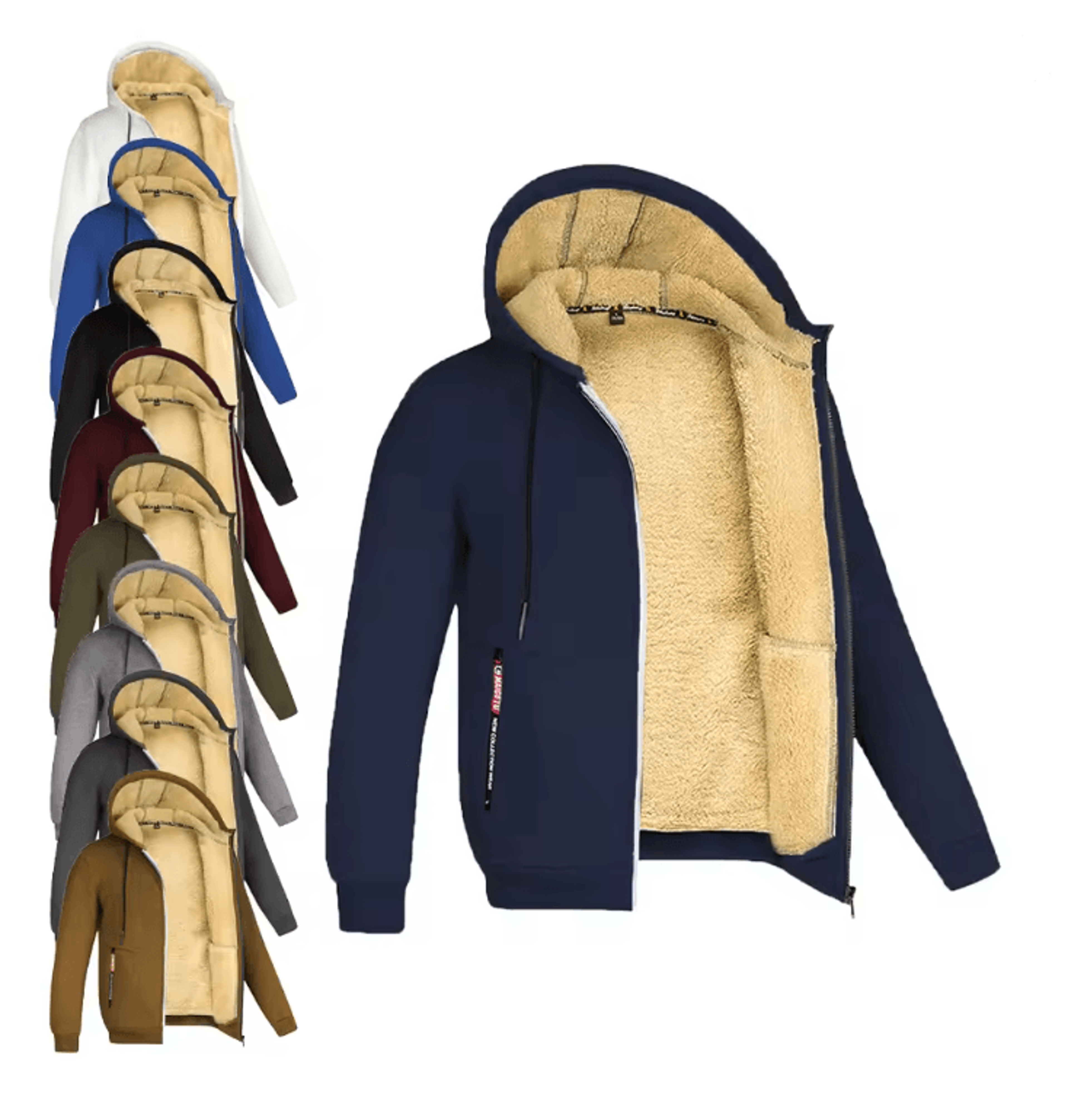 mens full zip fleece hoodie casual winter jacket for sports and streetwear