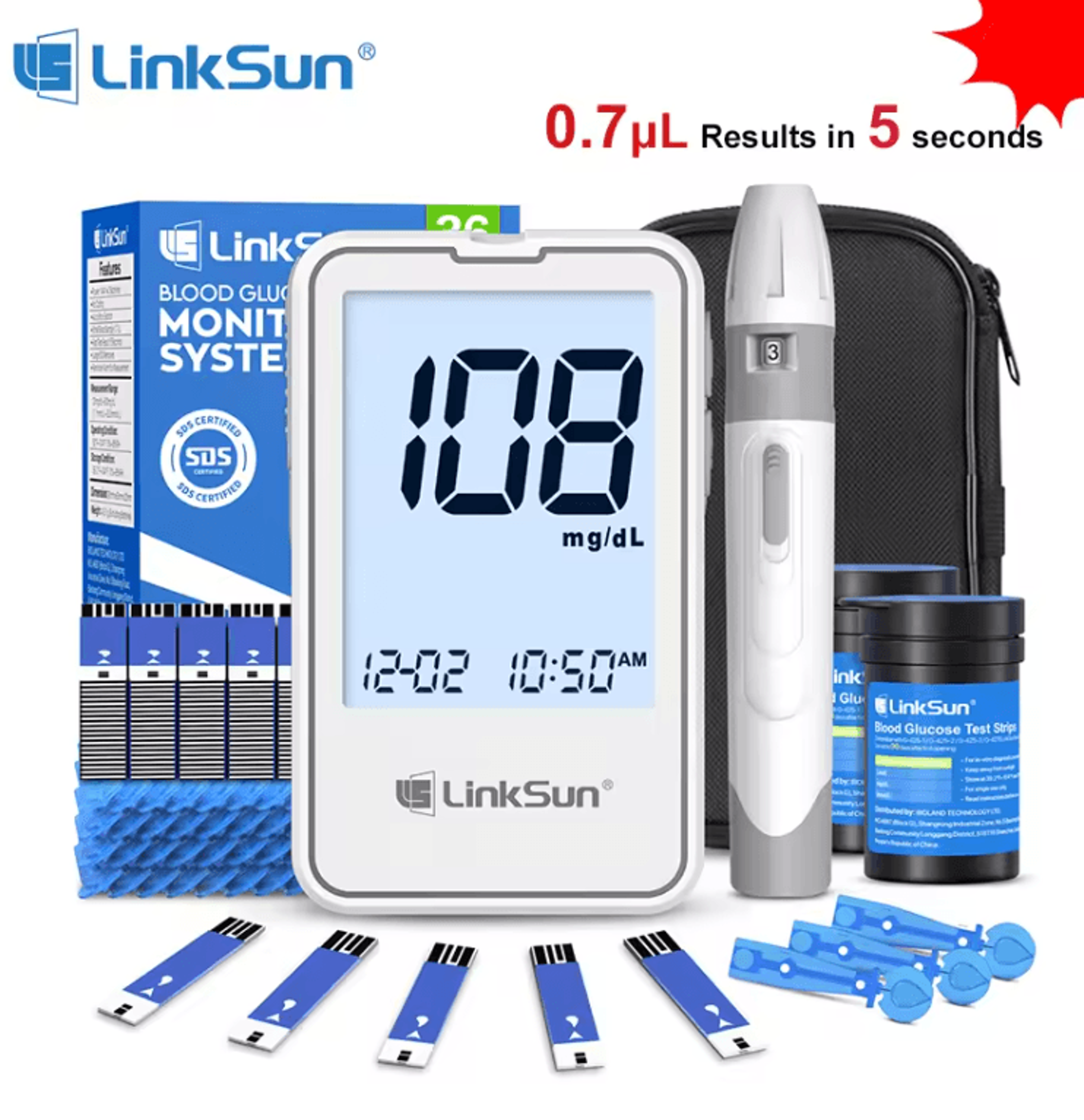 linksun blood glucose meter kit with digital glucometer for diabetes testing