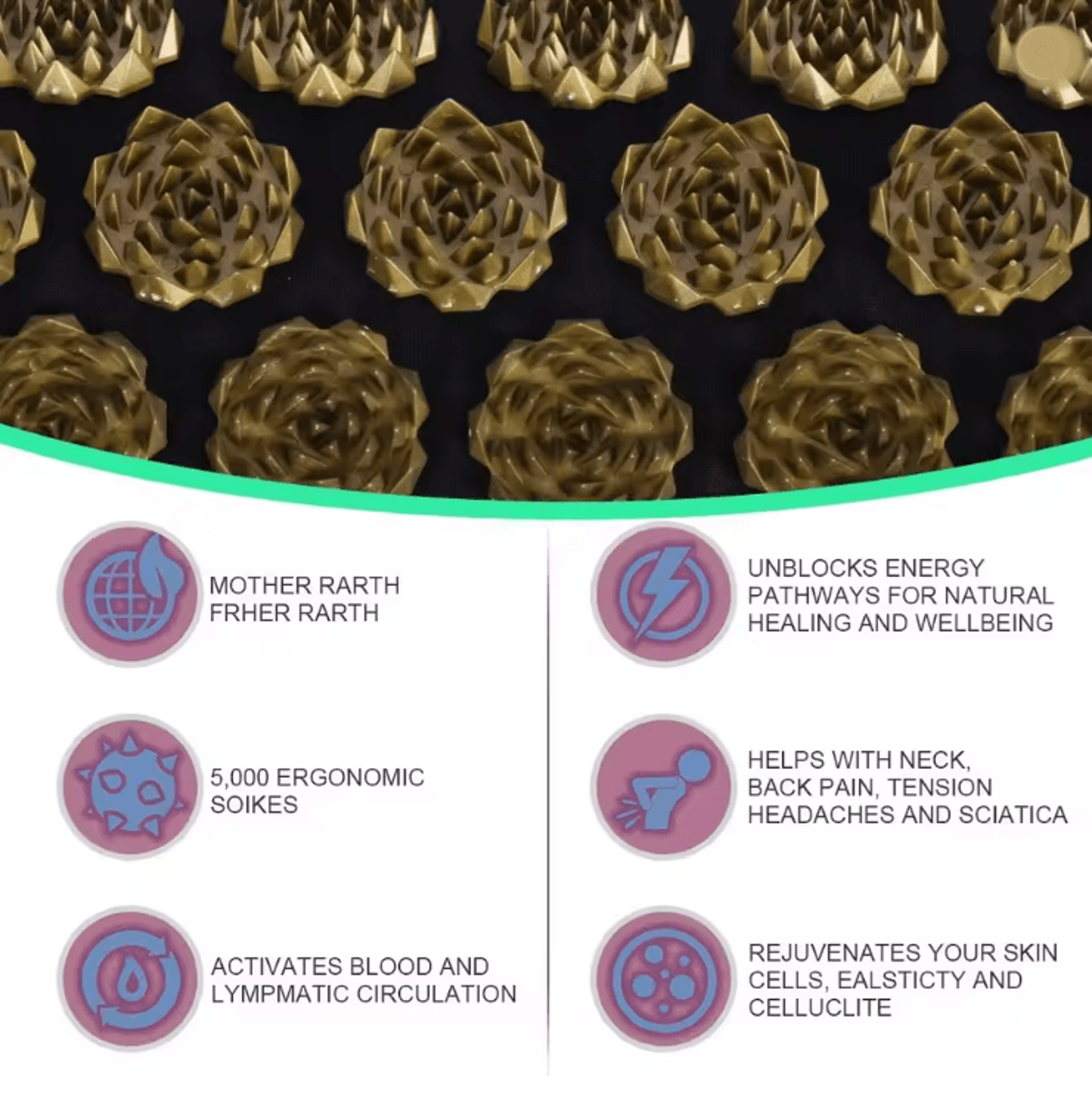 Eco Acupressure Massage Mat With Lotus Spike Design For Back Neck And Foot Relaxation 0