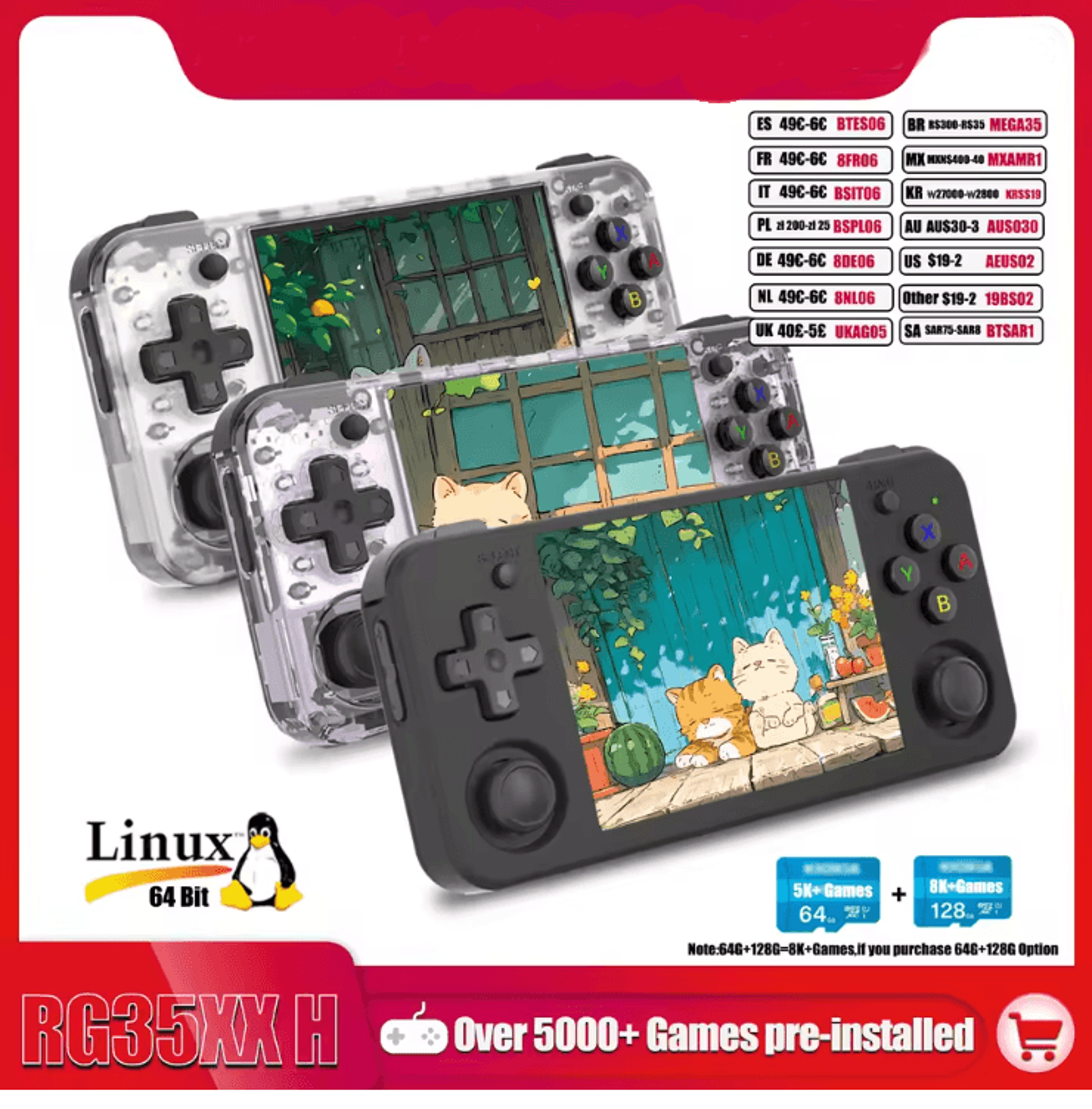 anbernic rg35xx h retro handheld game console with ips screen and 5000+ games