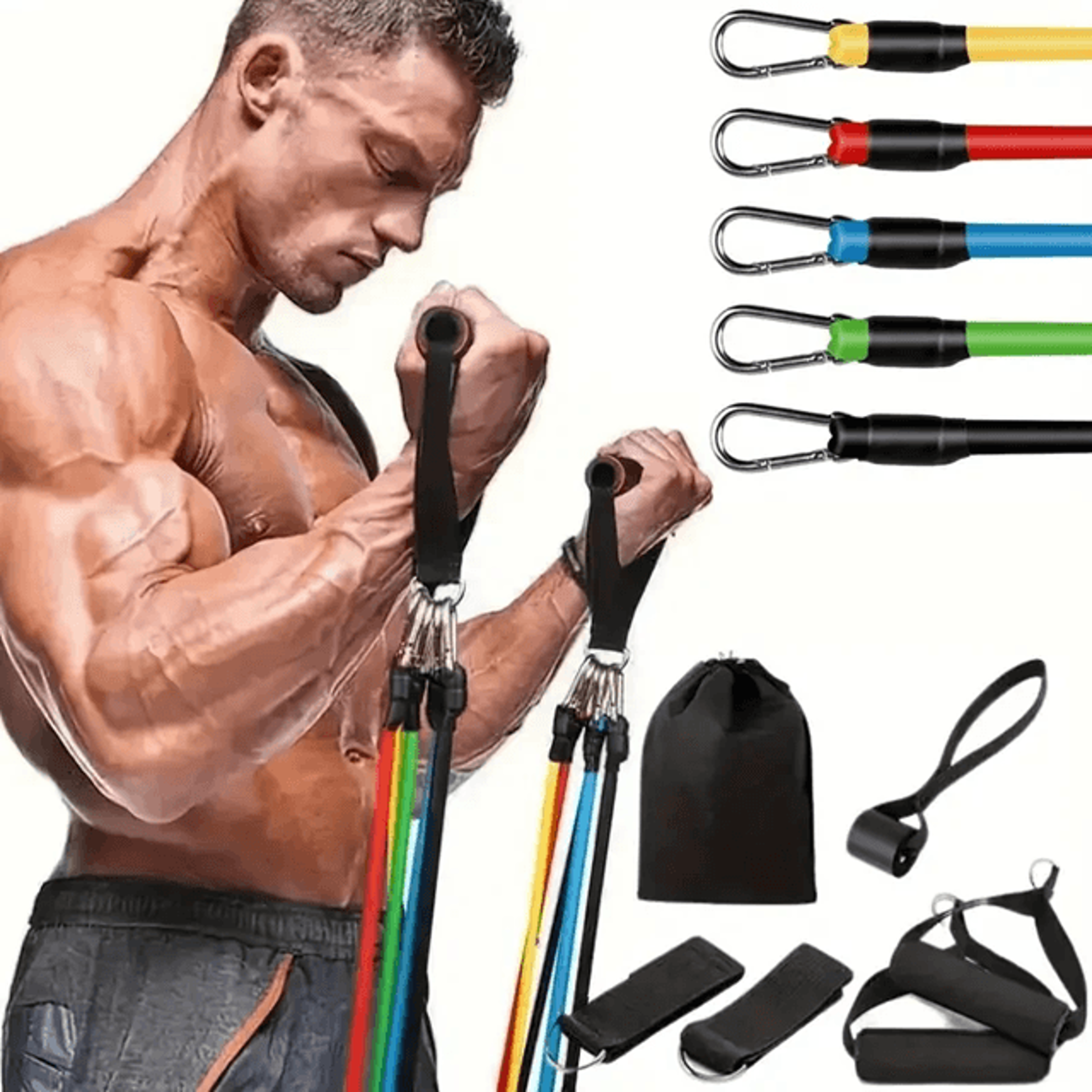 11 Piece Resistance Bands Set With Handles And Door Anchor 2