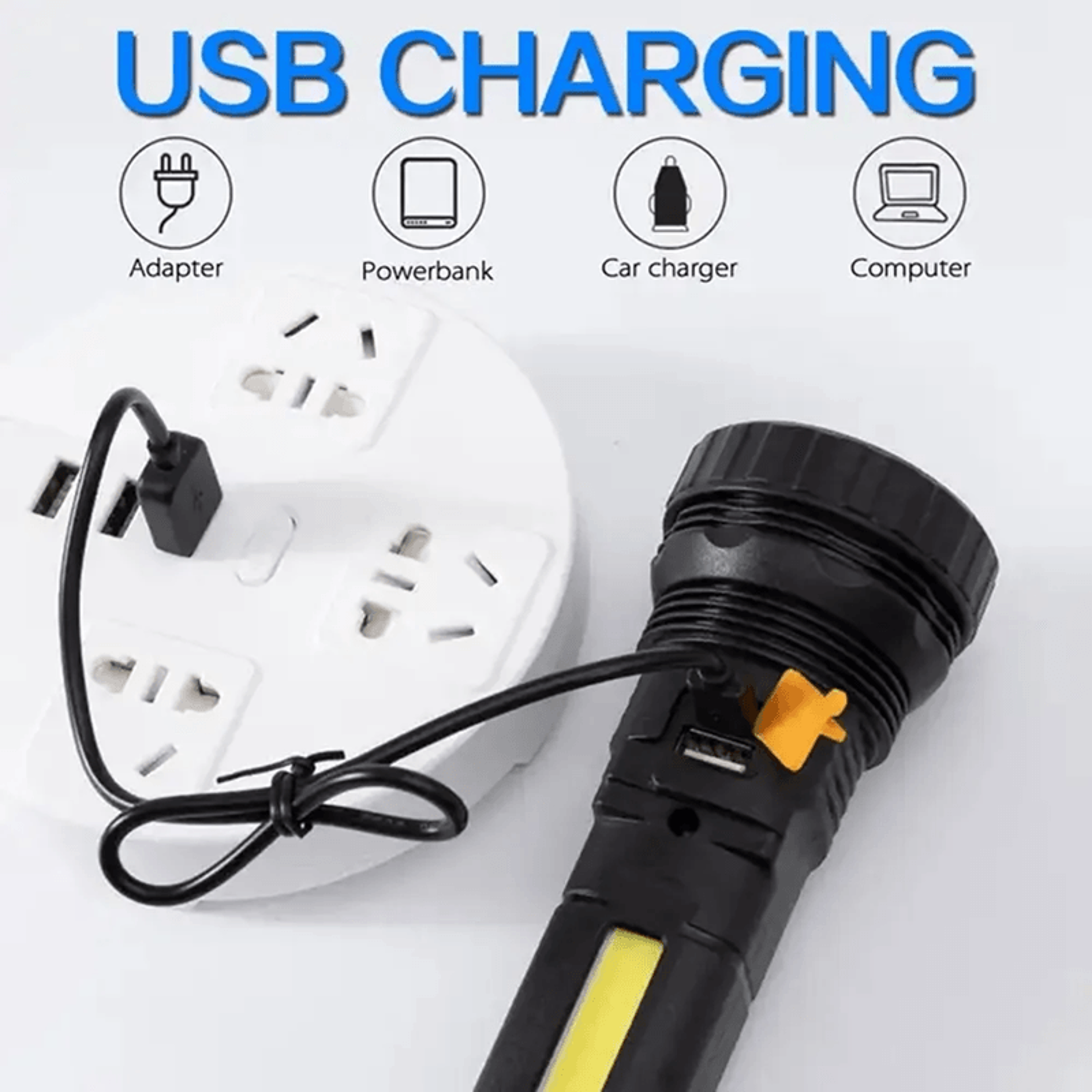 Multi Function Solar LED Flashlight With Power Bank And Emergency Torch 2