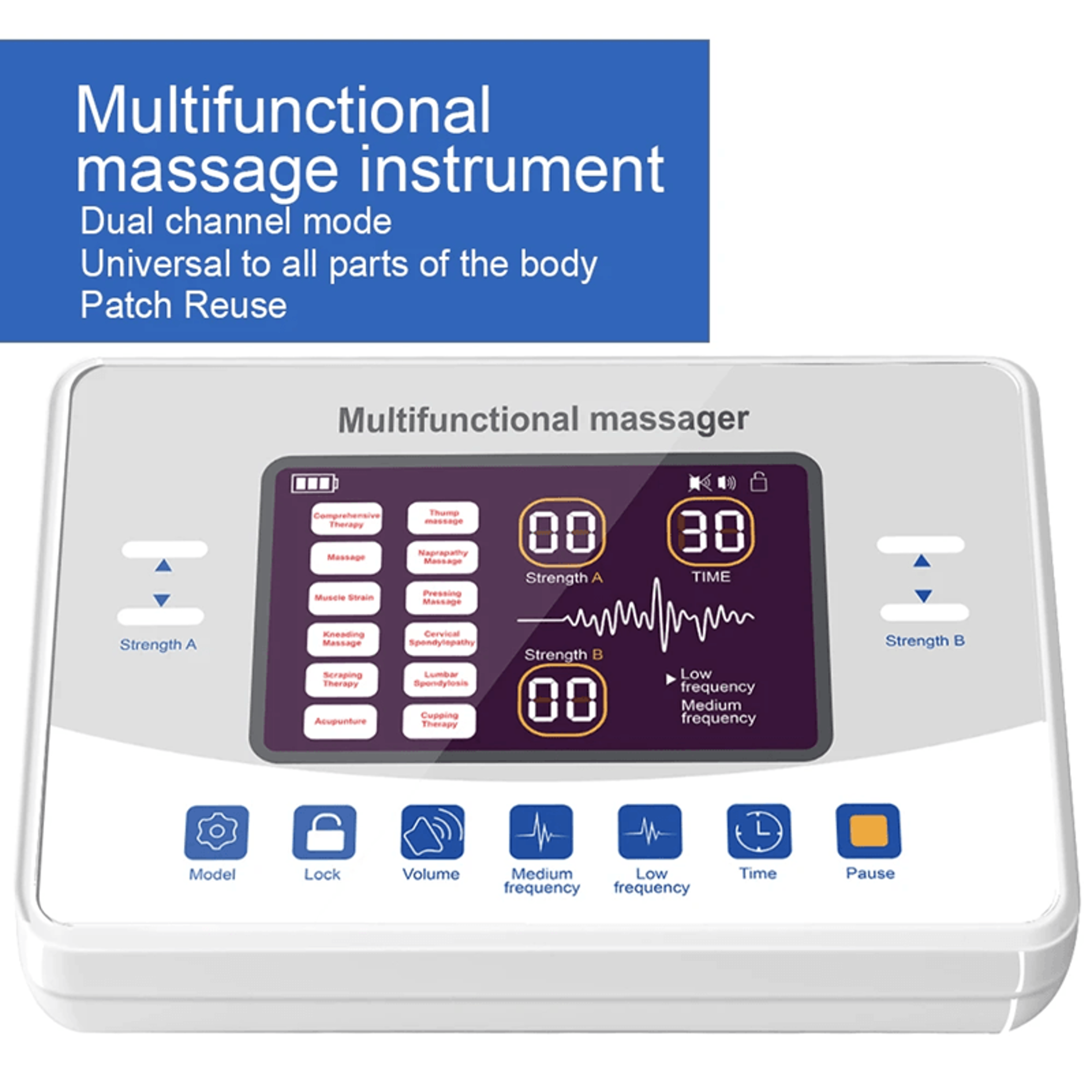 tens ems muscle stimulator electronic pulse massager with 12 modes