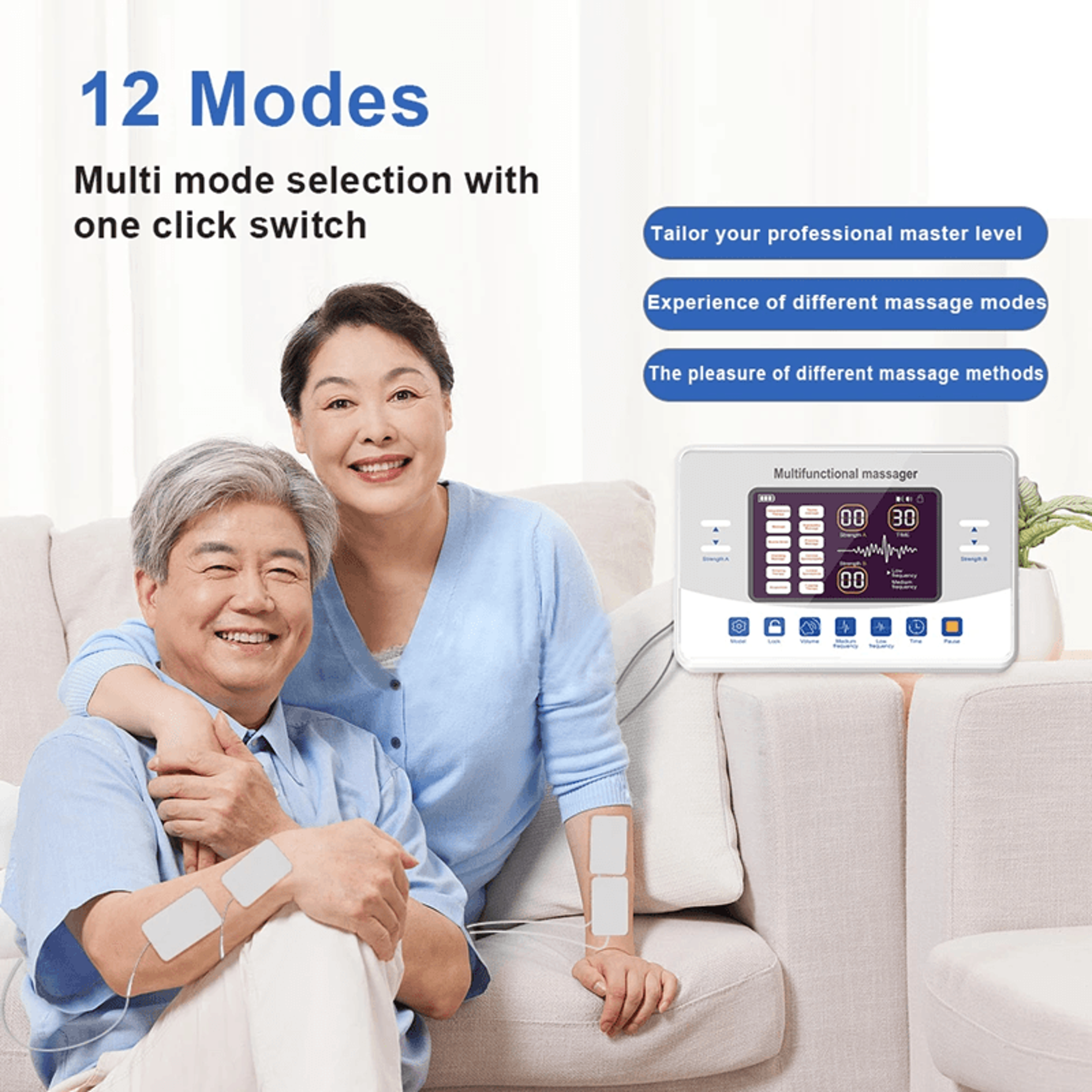TENS EMS Muscle Stimulator Electronic Pulse Massager With 12 Modes 2