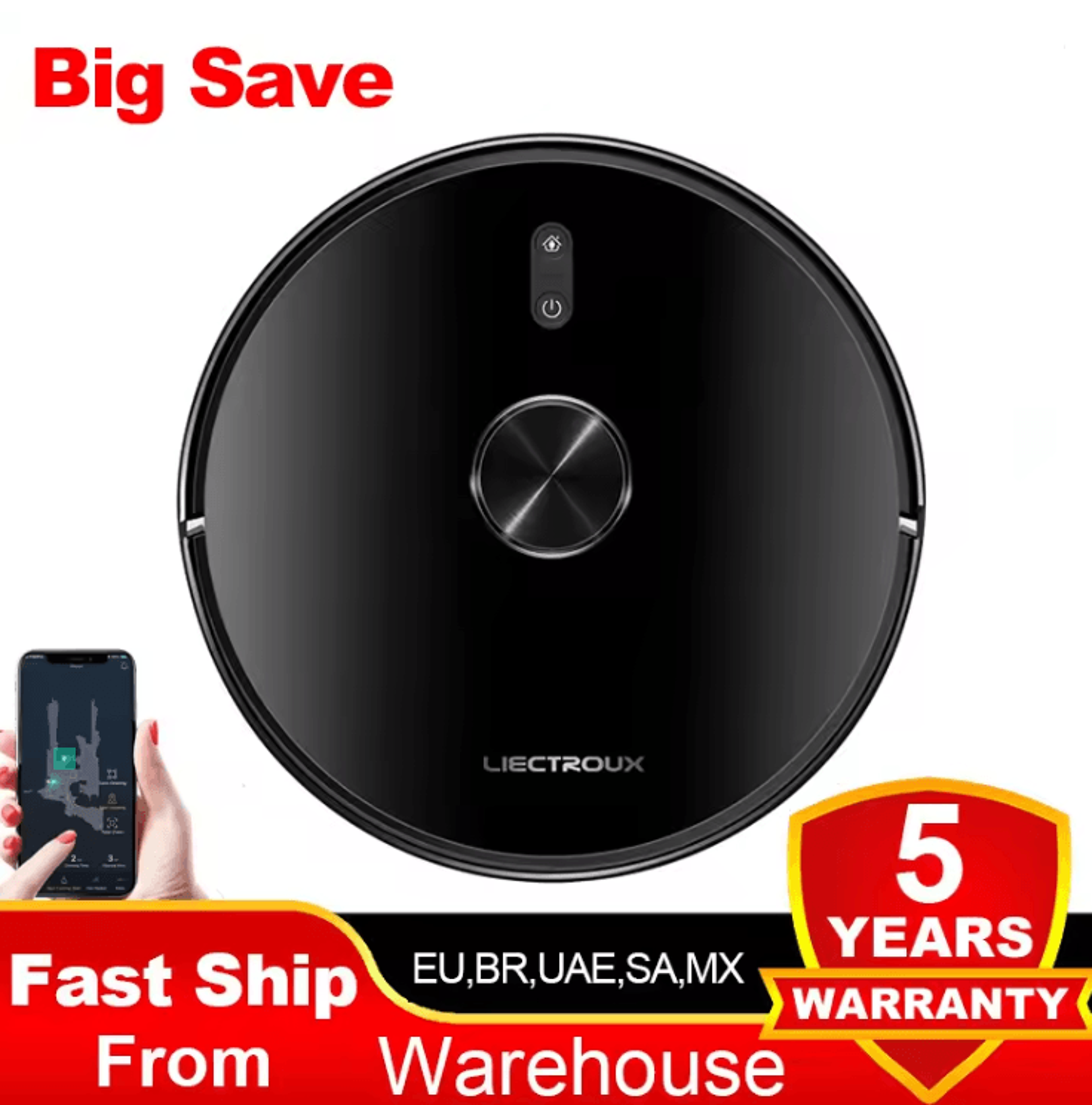 Liectroux X6 Robot Vacuum Cleaner With Lidar Navigation And Carpet Boost 0