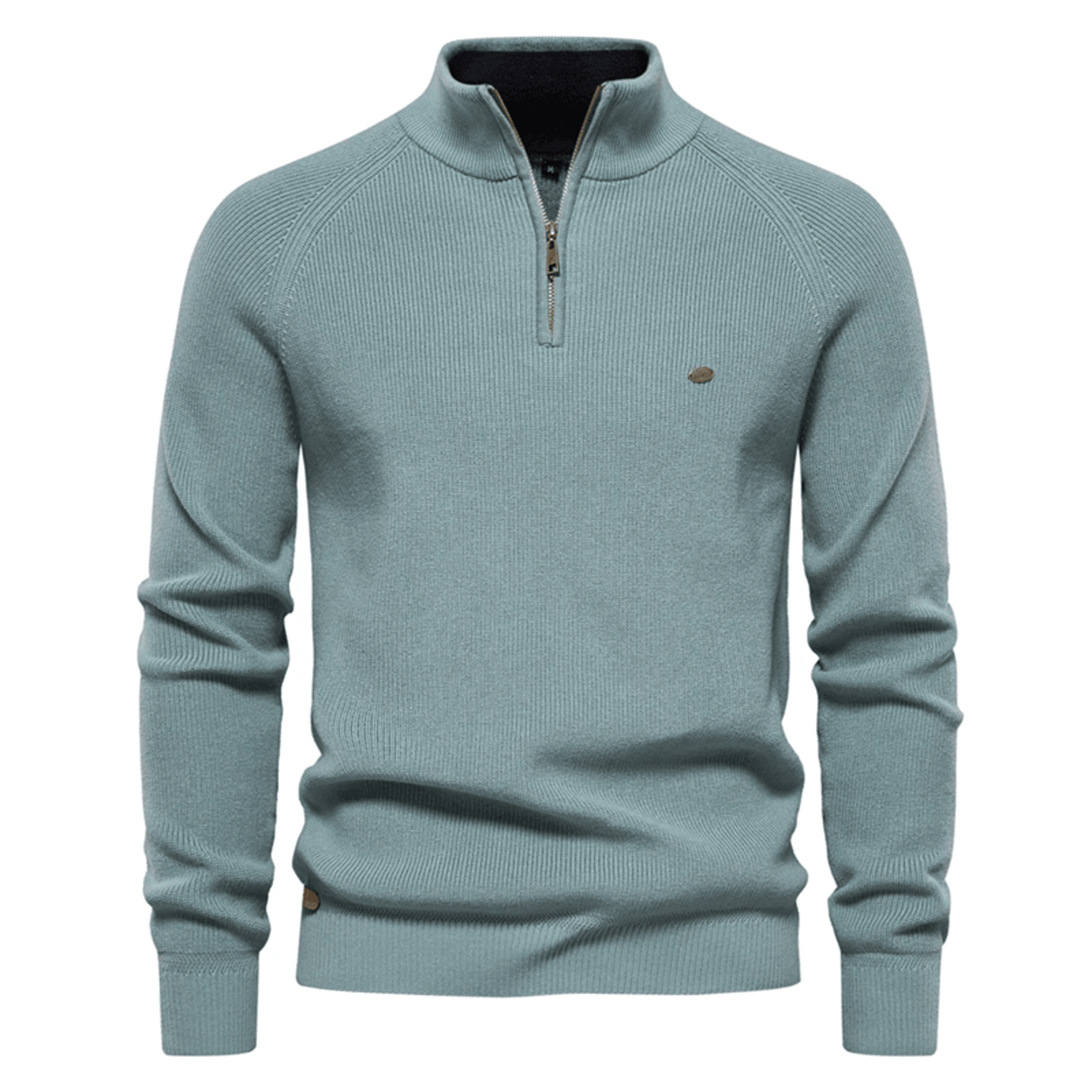 mens high collar knitted cardigan zipper sweater for autumn and winter