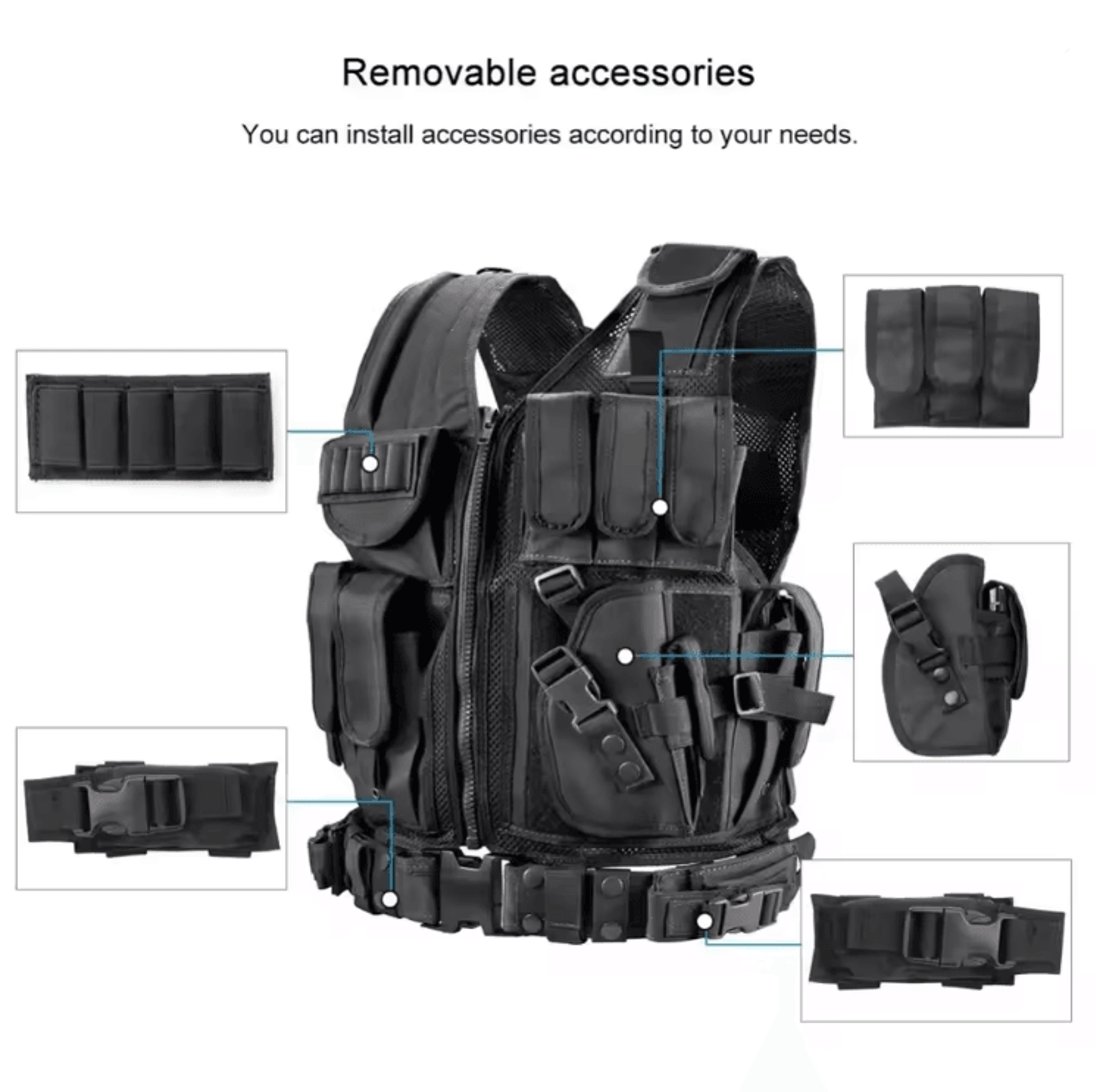 Tactical Vest Multi Pocket Combat Security Vest For Hunting Outdoor Training And Airsoft 2