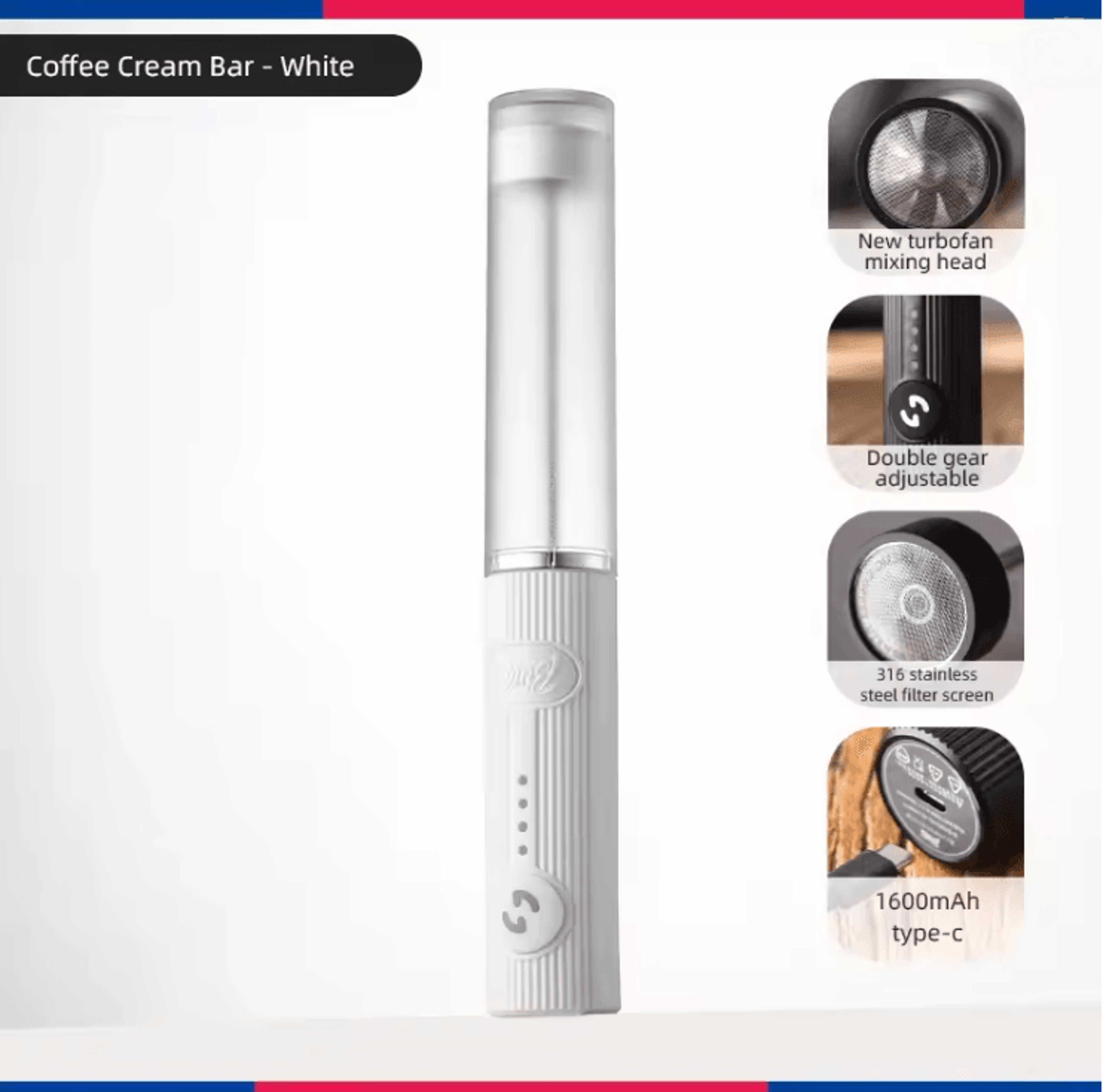 Electric Milk Frother Handheld Coffee Whisk Mixer And Egg Beater 2