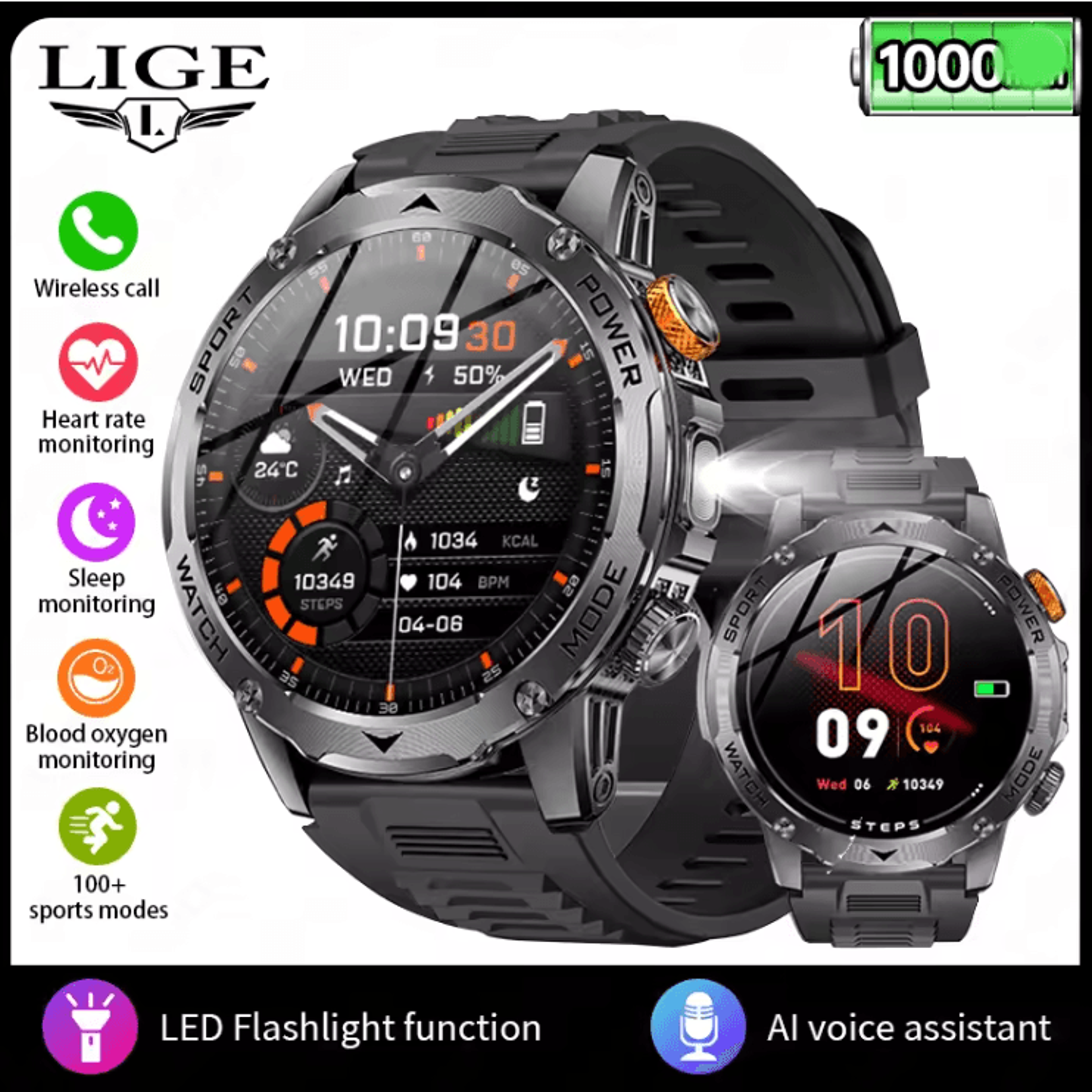 AMOLED Smart Watch For Men With Fitness Tracking Bluetooth Calling And Waterproof Design 3