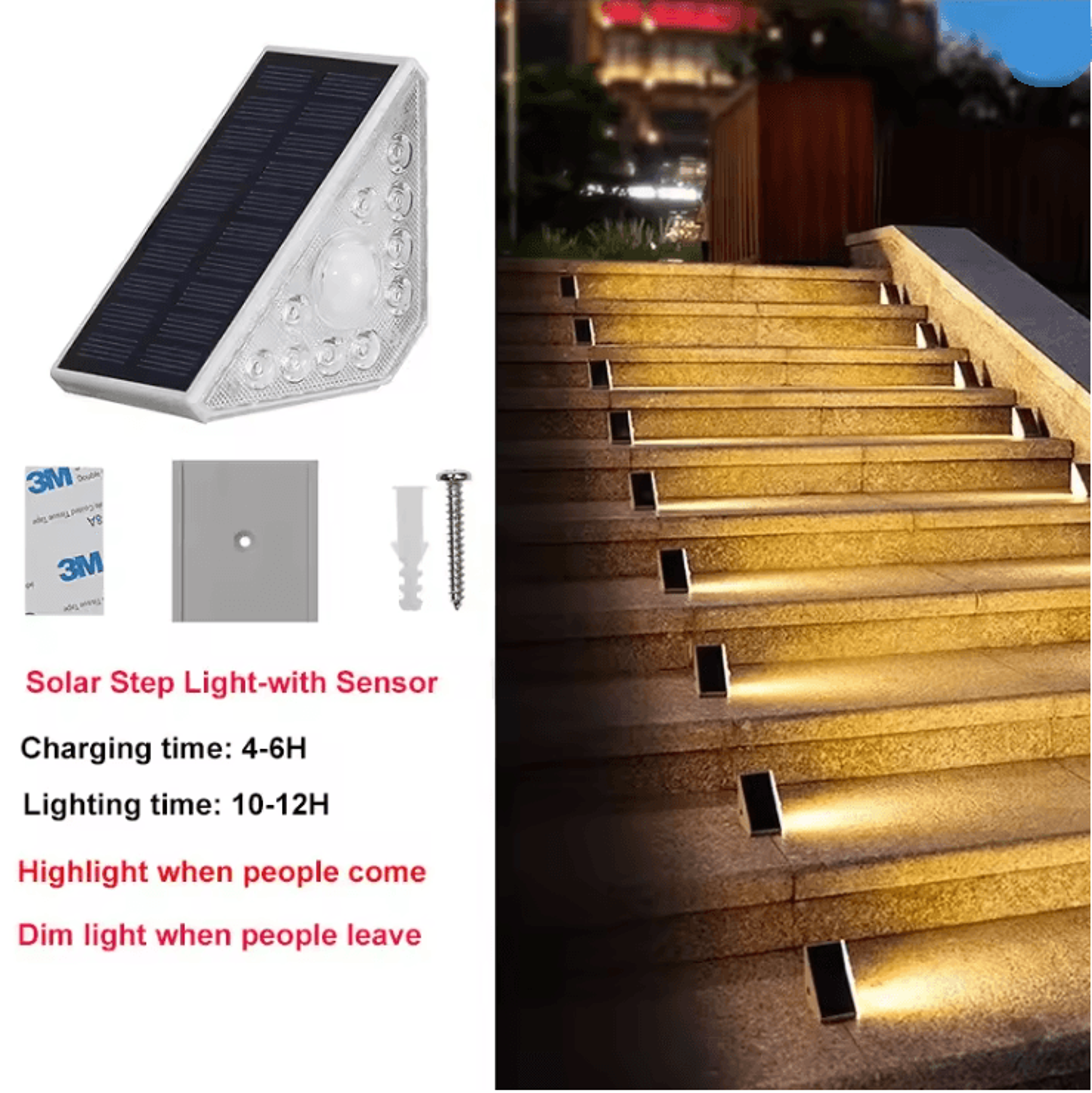 LED Solar Stair Light With Motion Sensor For Outdoor Pathways And Gardens 6