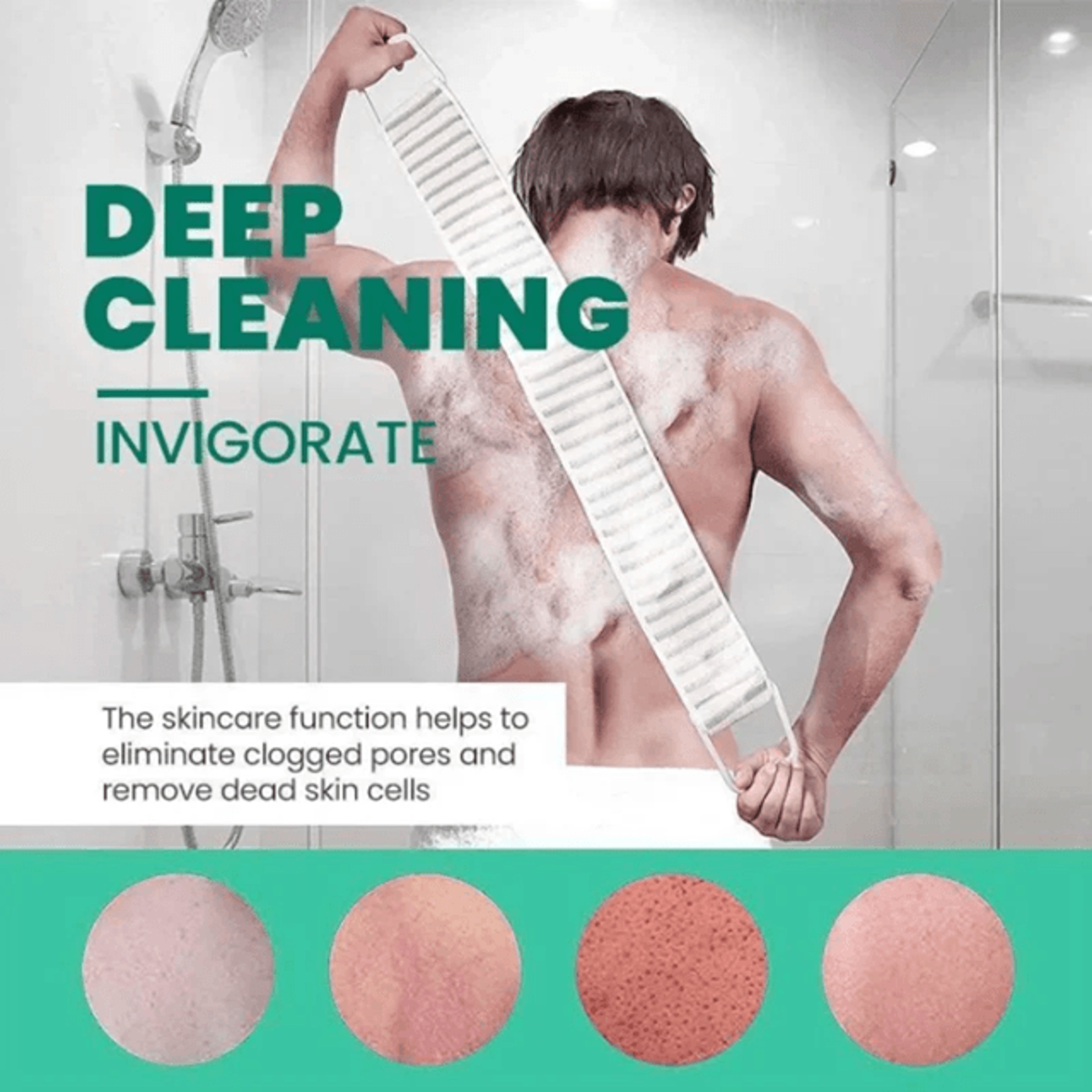 Exfoliating Back Scrubber For Shower Deep Clean Body Washcloth With Handles 1