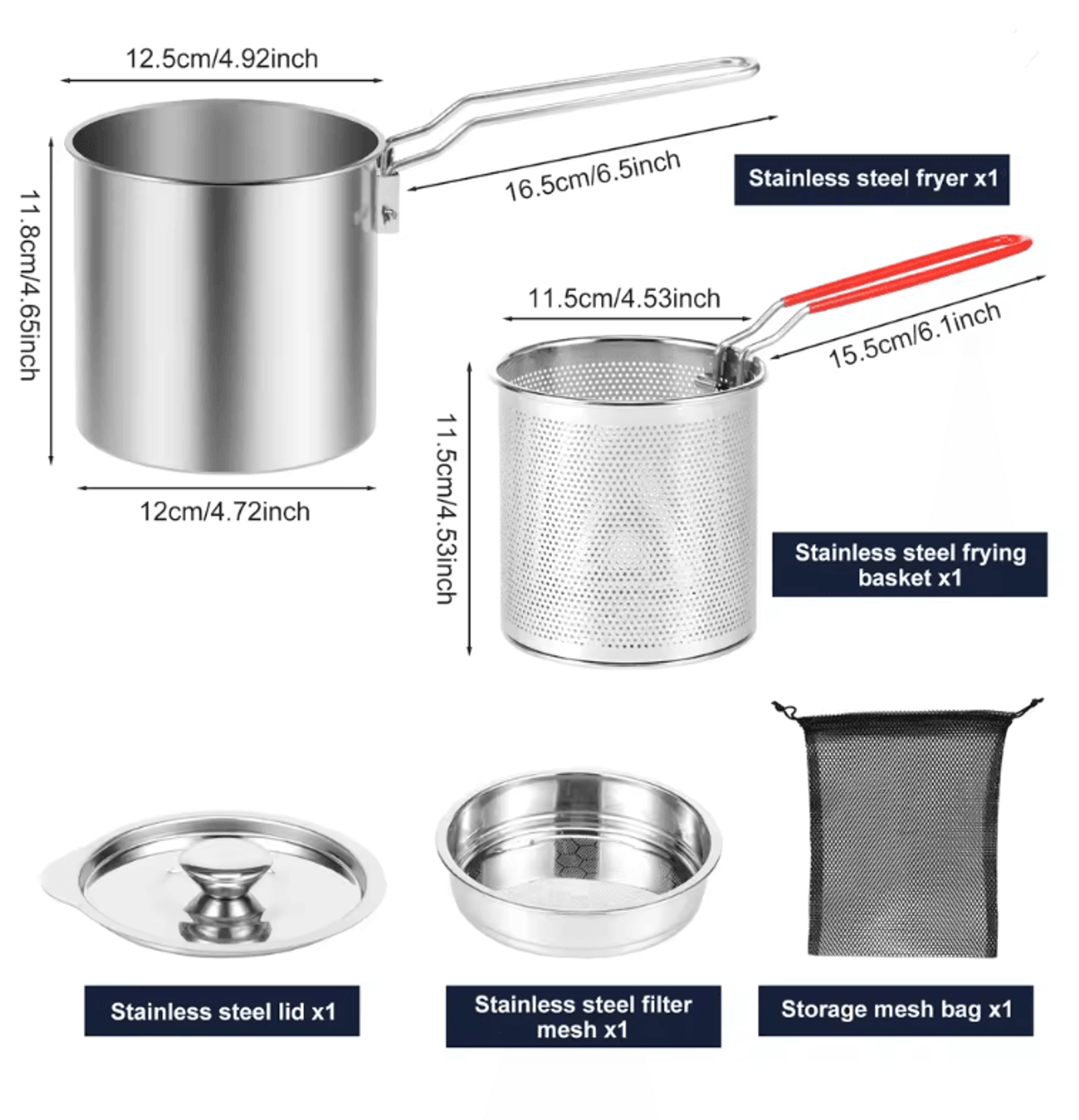 Stainless Steel Deep Fryer Pot With Basket For Home Cooking And Frying 4