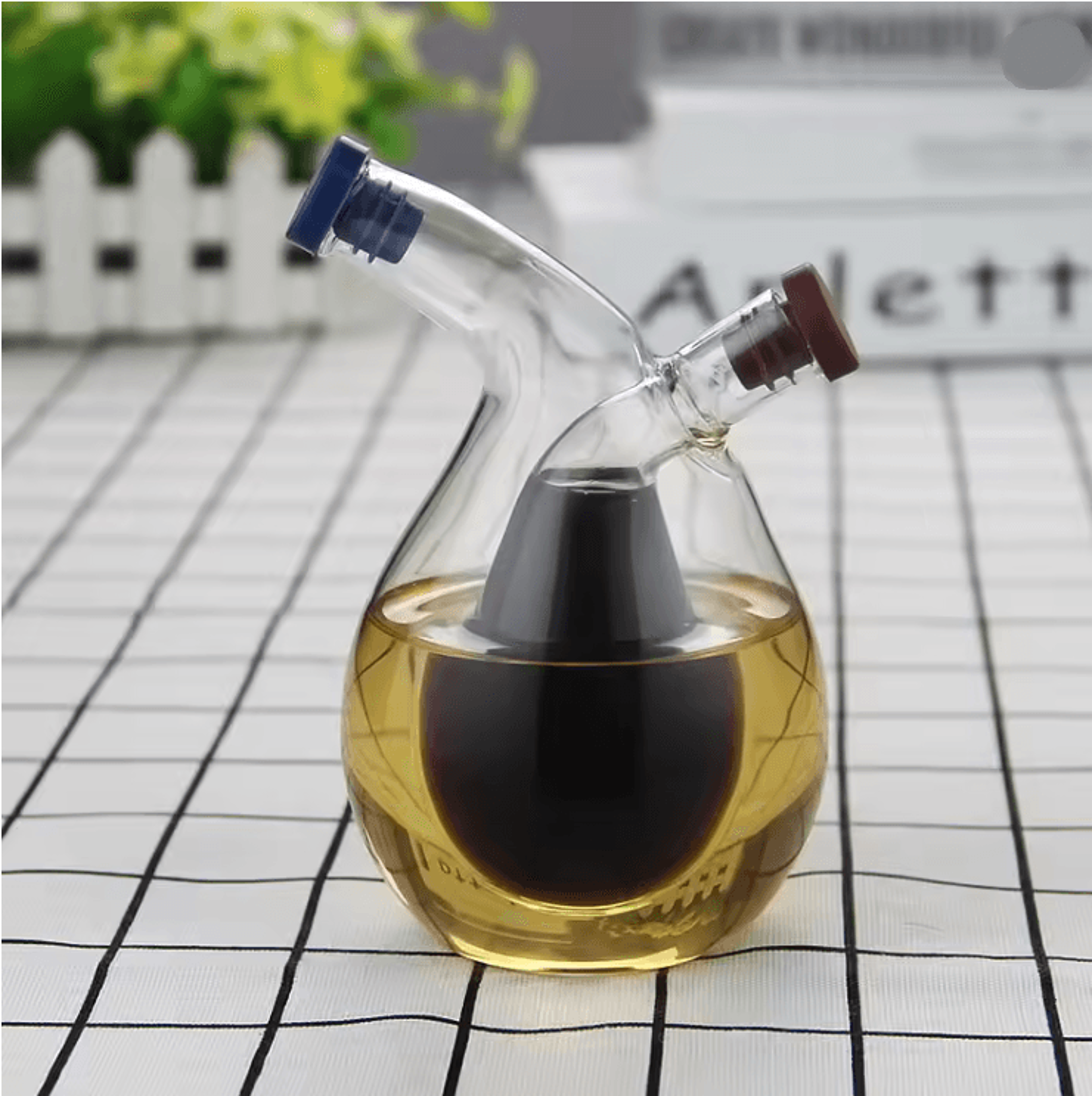DualPour 2 In 1 Glass Oil And Vinegar Bottle Double Layer Condiment Dispenser For Kitchen Storage 1