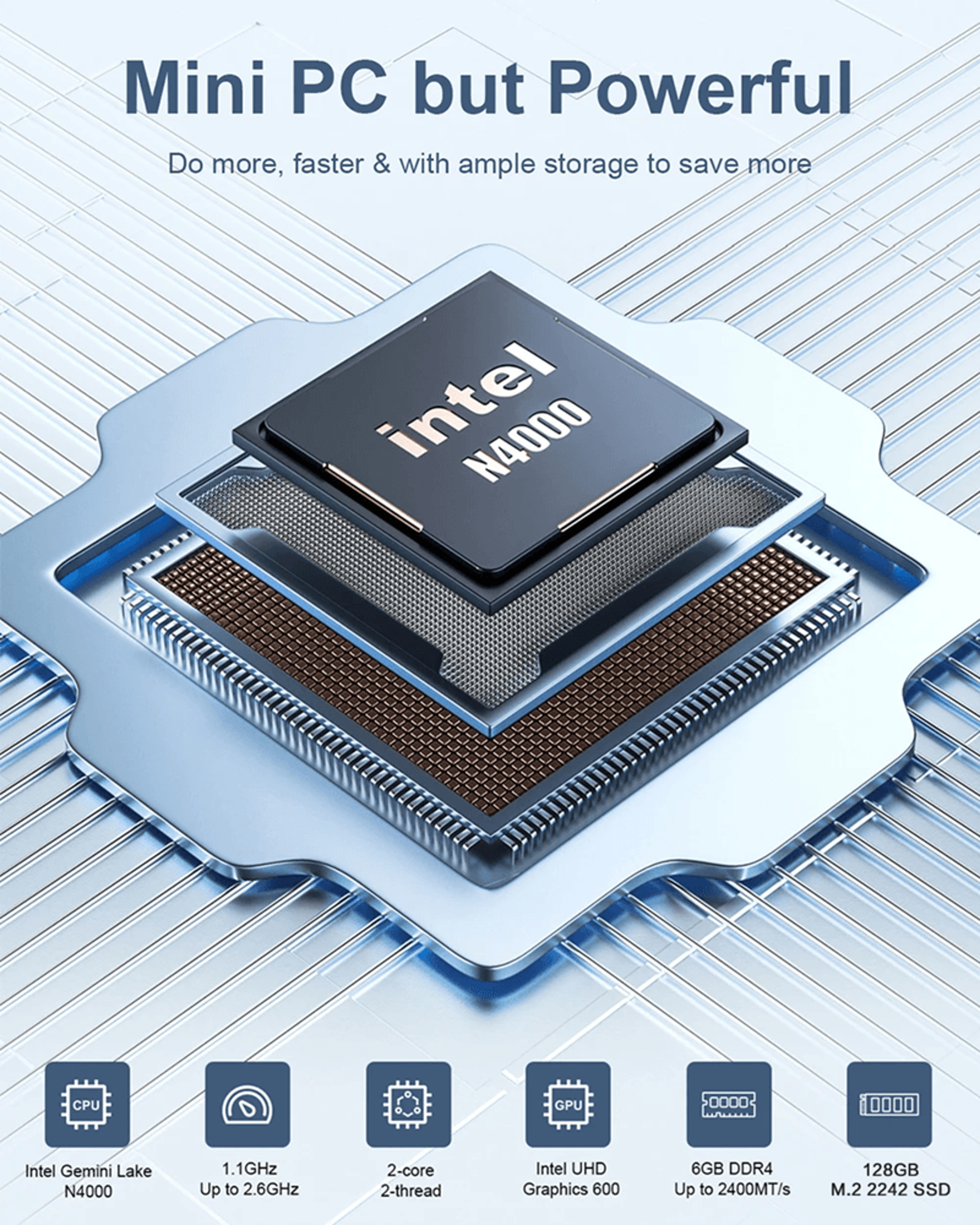 MLLSE M2 Air Mini PC Windows 11 Intel Celeron N4000 6GB 128GB Dual Band WiFi Portable Mini Computer 1