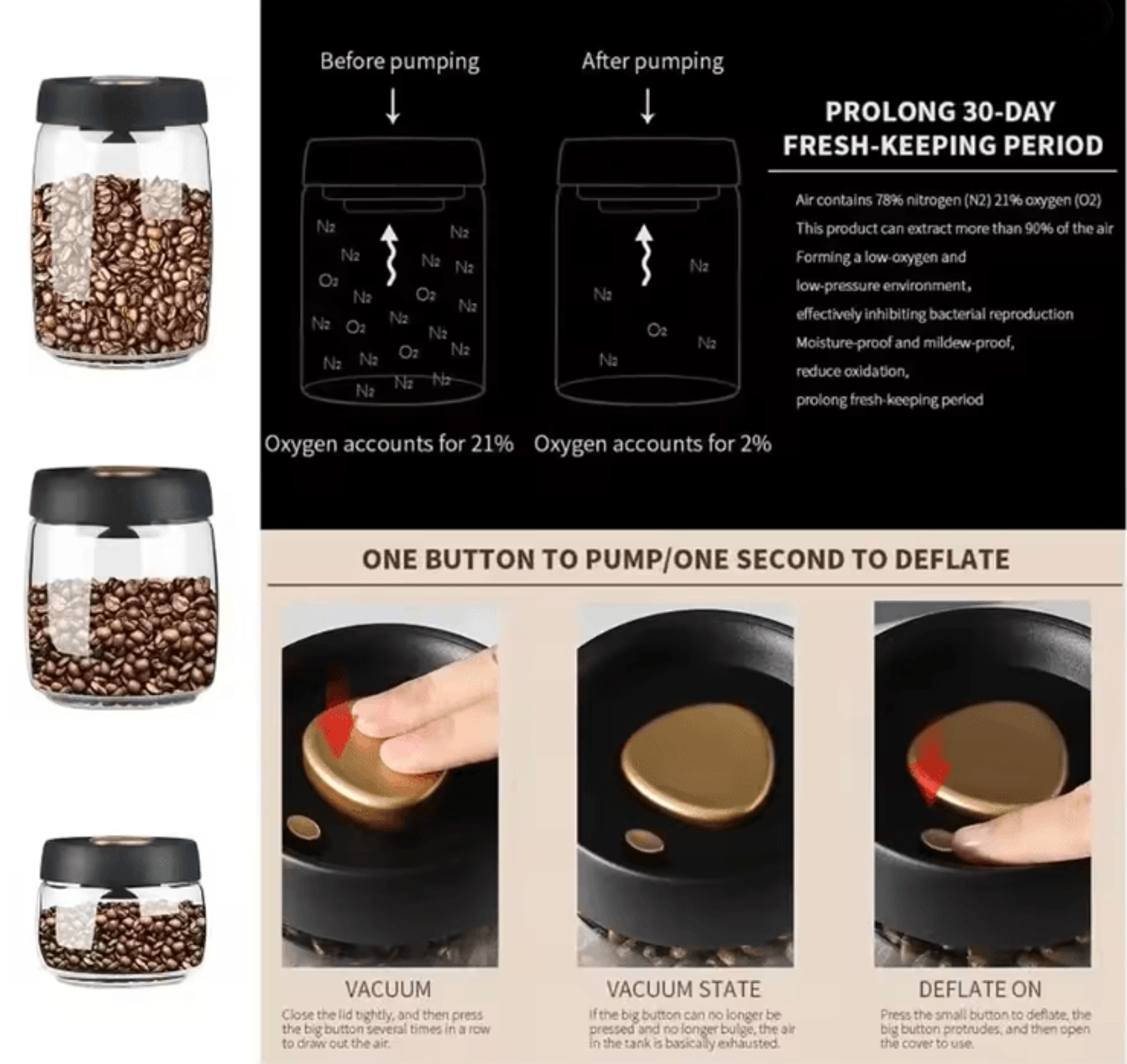 AeroSeal Vacuum Coffee Storage Jar With Airtight Glass Design 2