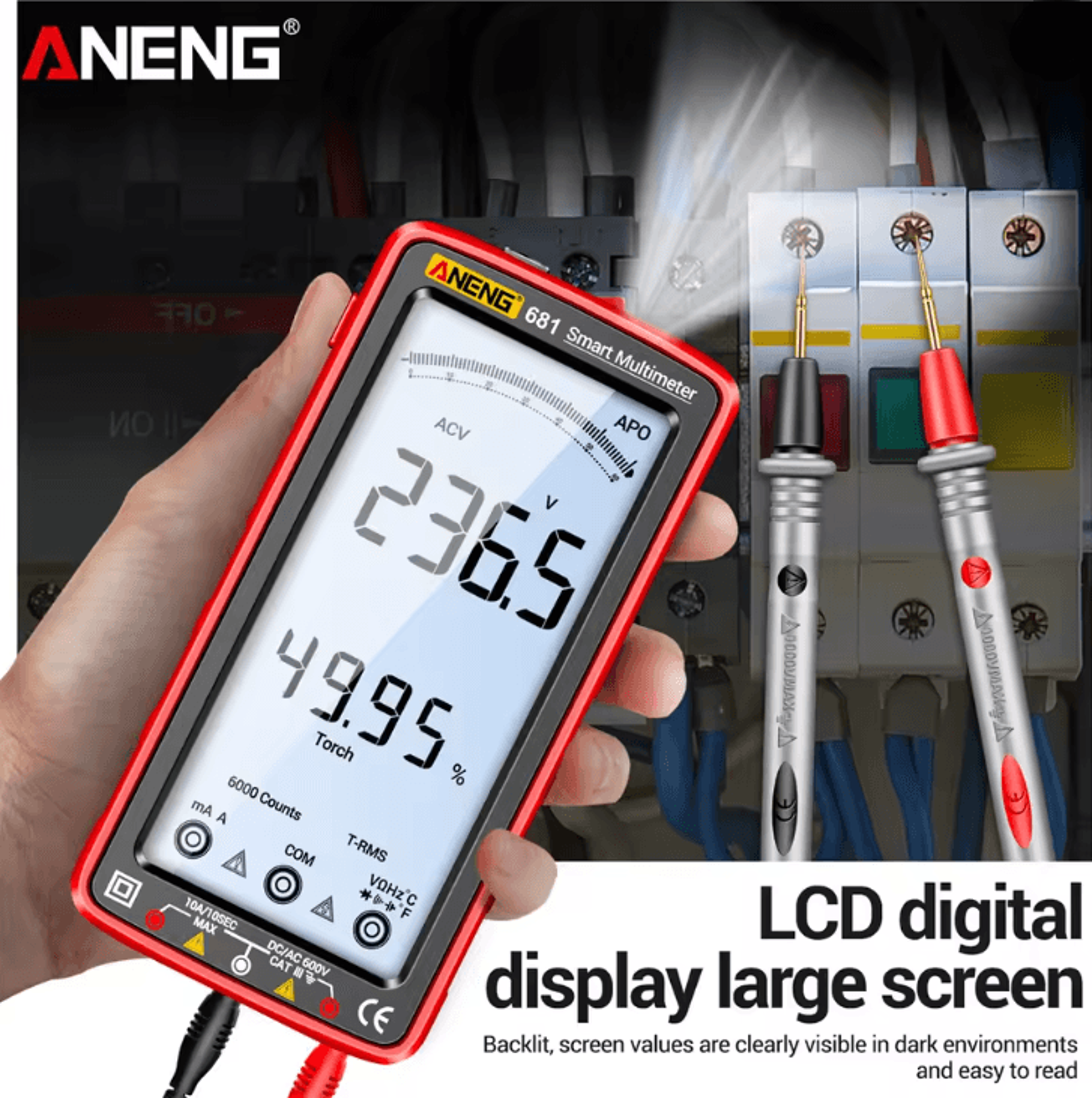 ANENG 681 Rechargeable Digital Multimeter With Non Contact Voltage Detection 1
