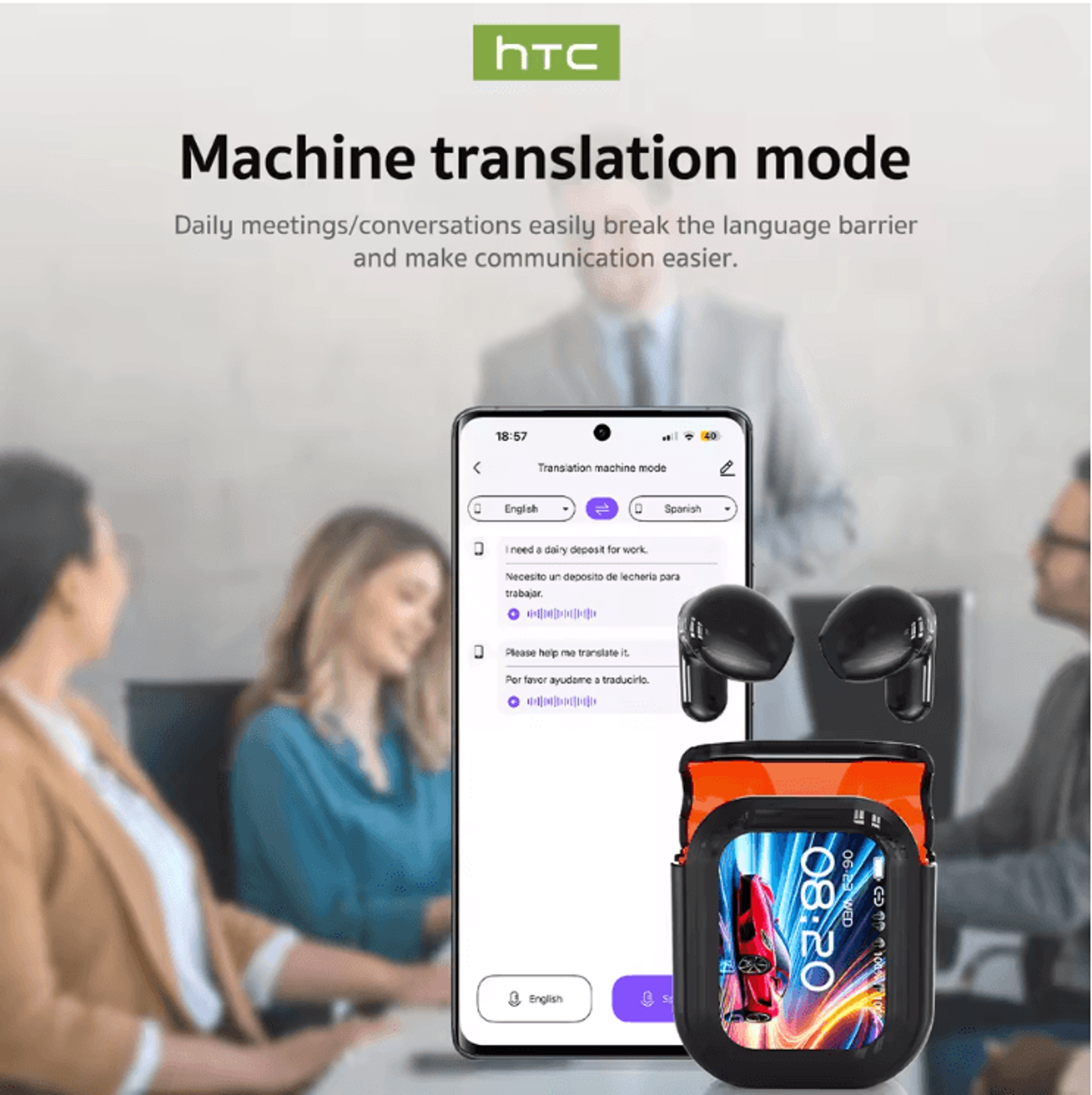 HTC NE20 Bluetooth Translation Earbuds With Long Battery Life And Waterproof Design 2